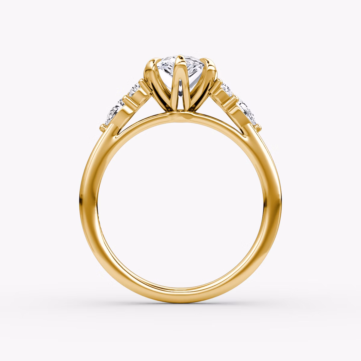 Anillo de compromiso Pear Cluster Heirloom | Pera | 18k | Oro amarillo | bandAccent: Simple | diamondOrientation: vertical | caratWeight: other