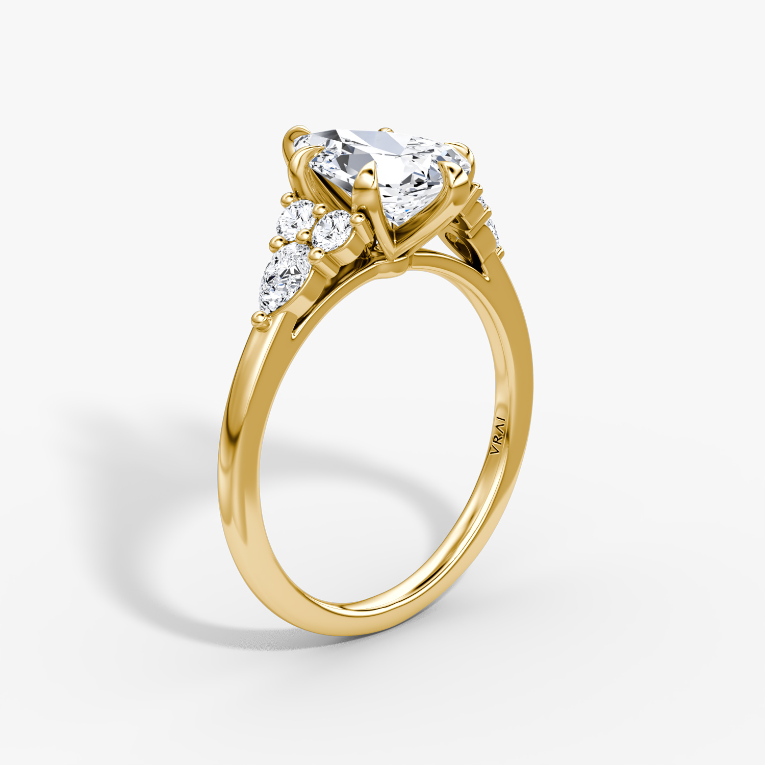 The Pear Cluster Heirloom | Pear | 18k | Yellow Gold | bandAccent: Plain | diamondOrientation: vertical | caratWeight: other