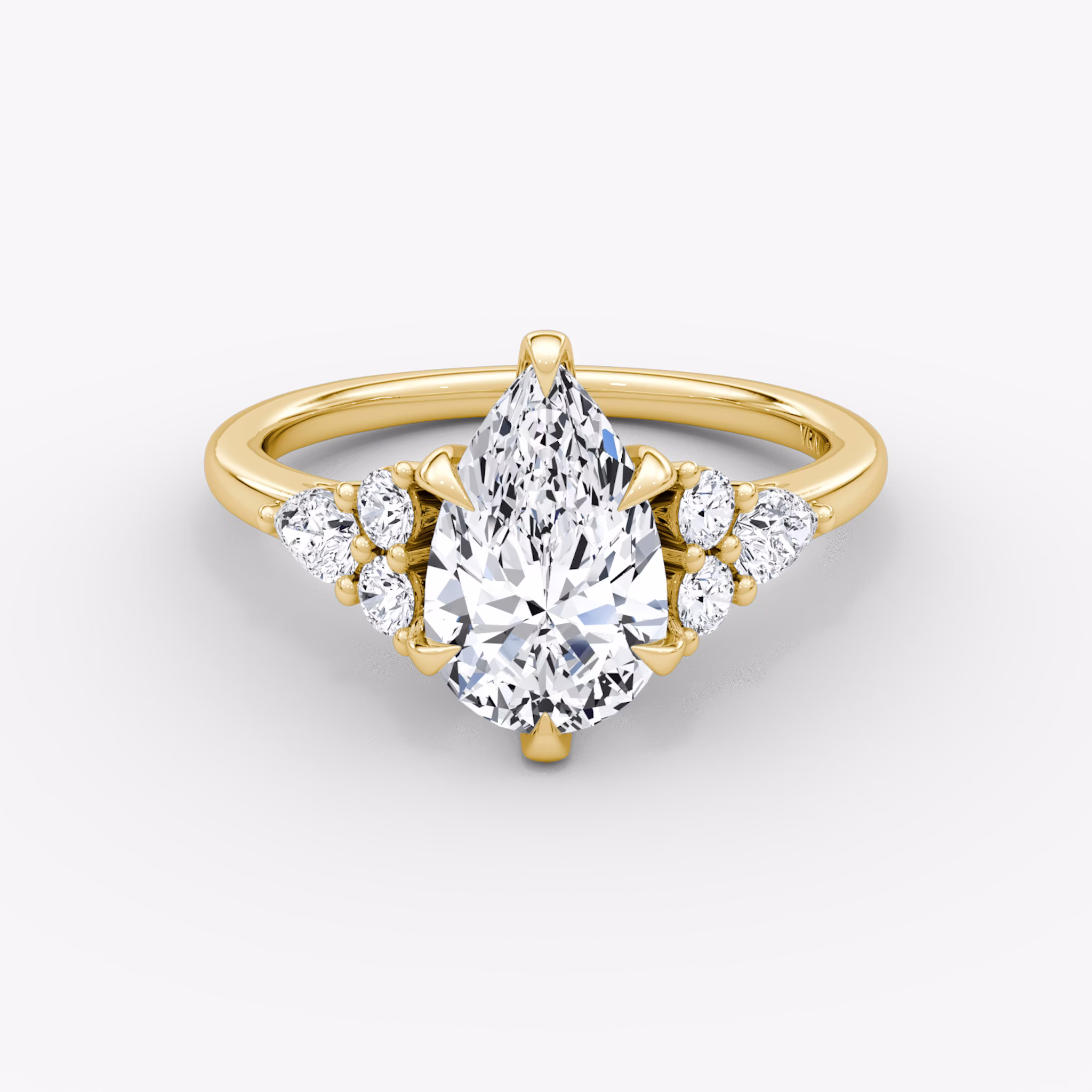 The Pear Cluster Heirloom | Pear | 18k | Yellow Gold | bandAccent: Plain | diamondOrientation: vertical | caratWeight: other