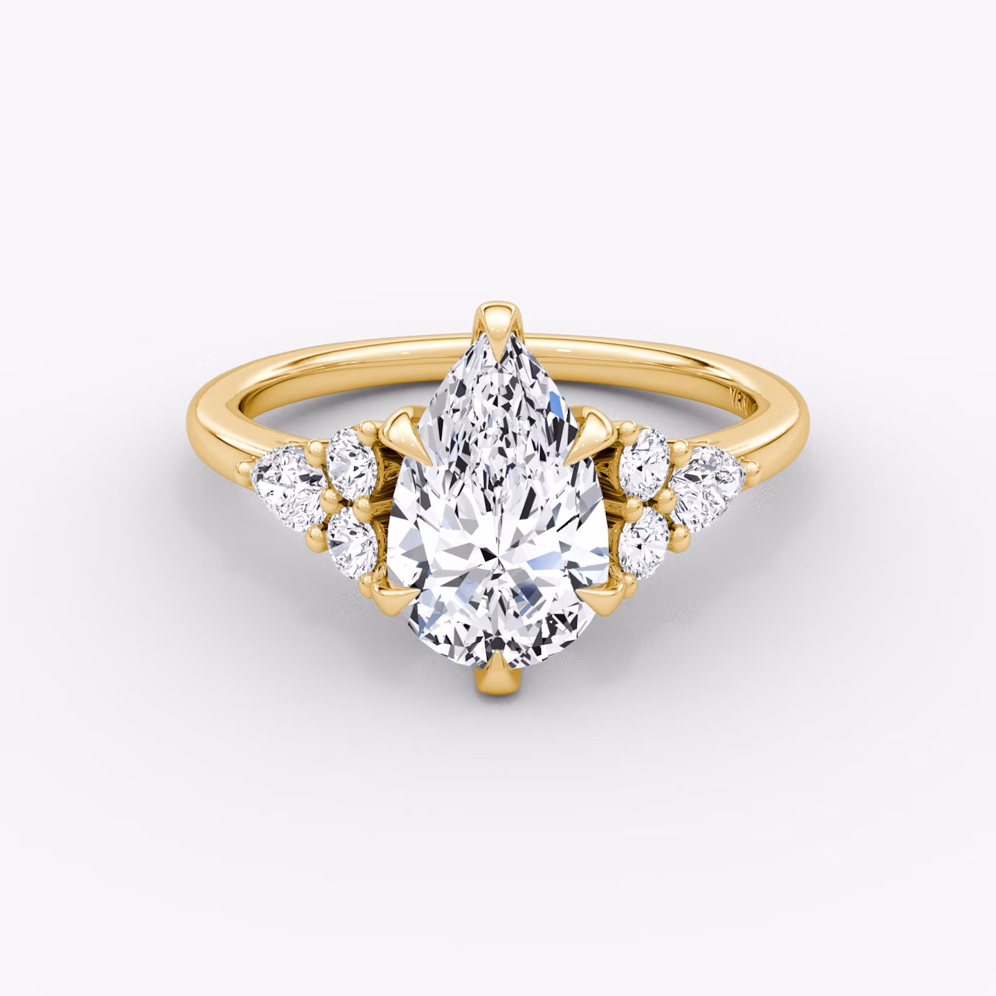 The Pear Cluster Heirloom | Pear | 18k | Yellow Gold | bandAccent: Plain | diamondOrientation: vertical | caratWeight: other