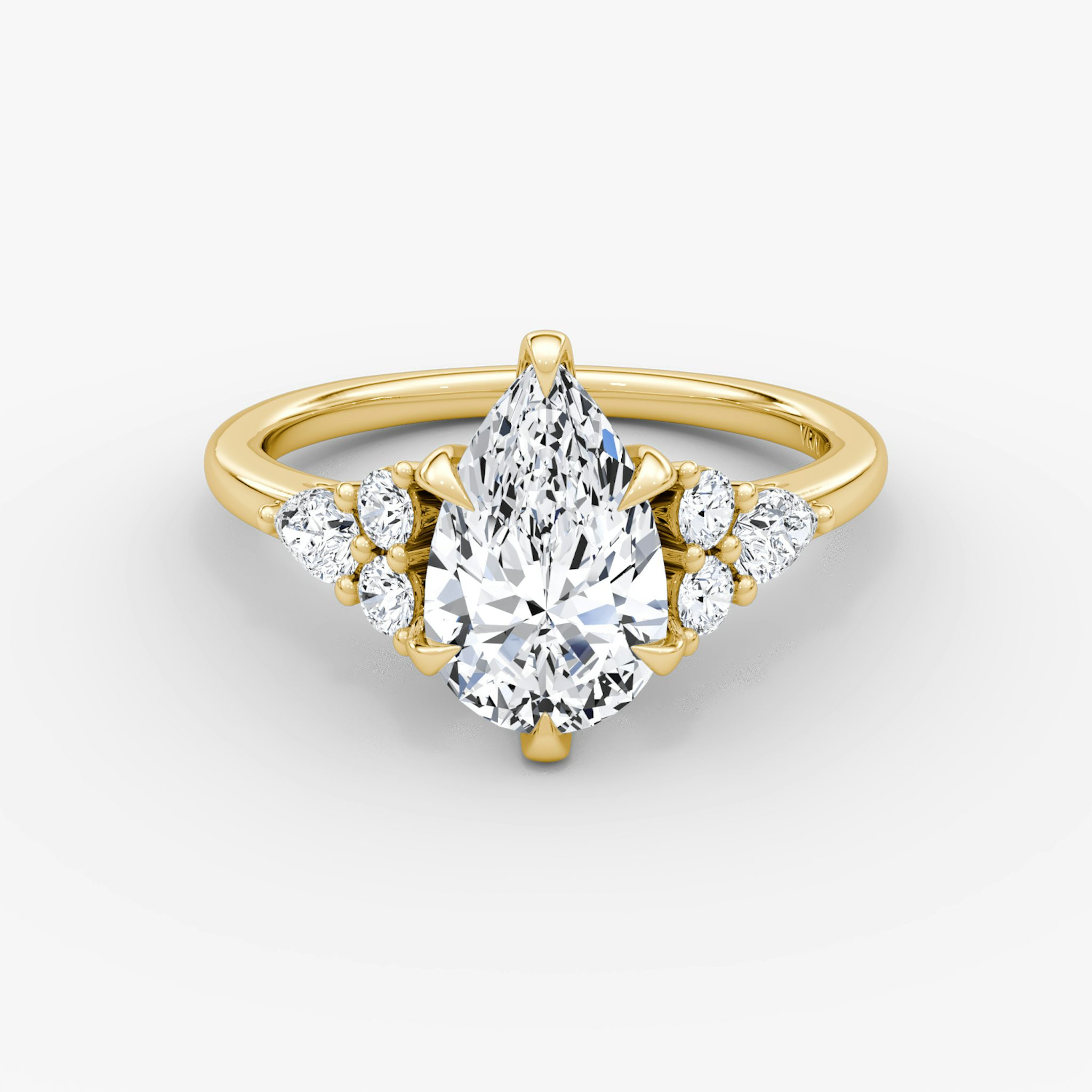 The Pear Cluster Heirloom | Pear | 18k | Yellow Gold | bandAccent: Plain | diamondOrientation: vertical | caratWeight: other