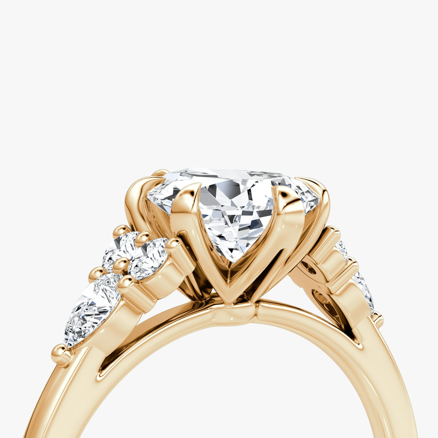 Anillo de compromiso Pear Cluster Heirloom | Pera | 14k | Oro rosa | bandAccent: Simple | diamondOrientation: vertical | caratWeight: other