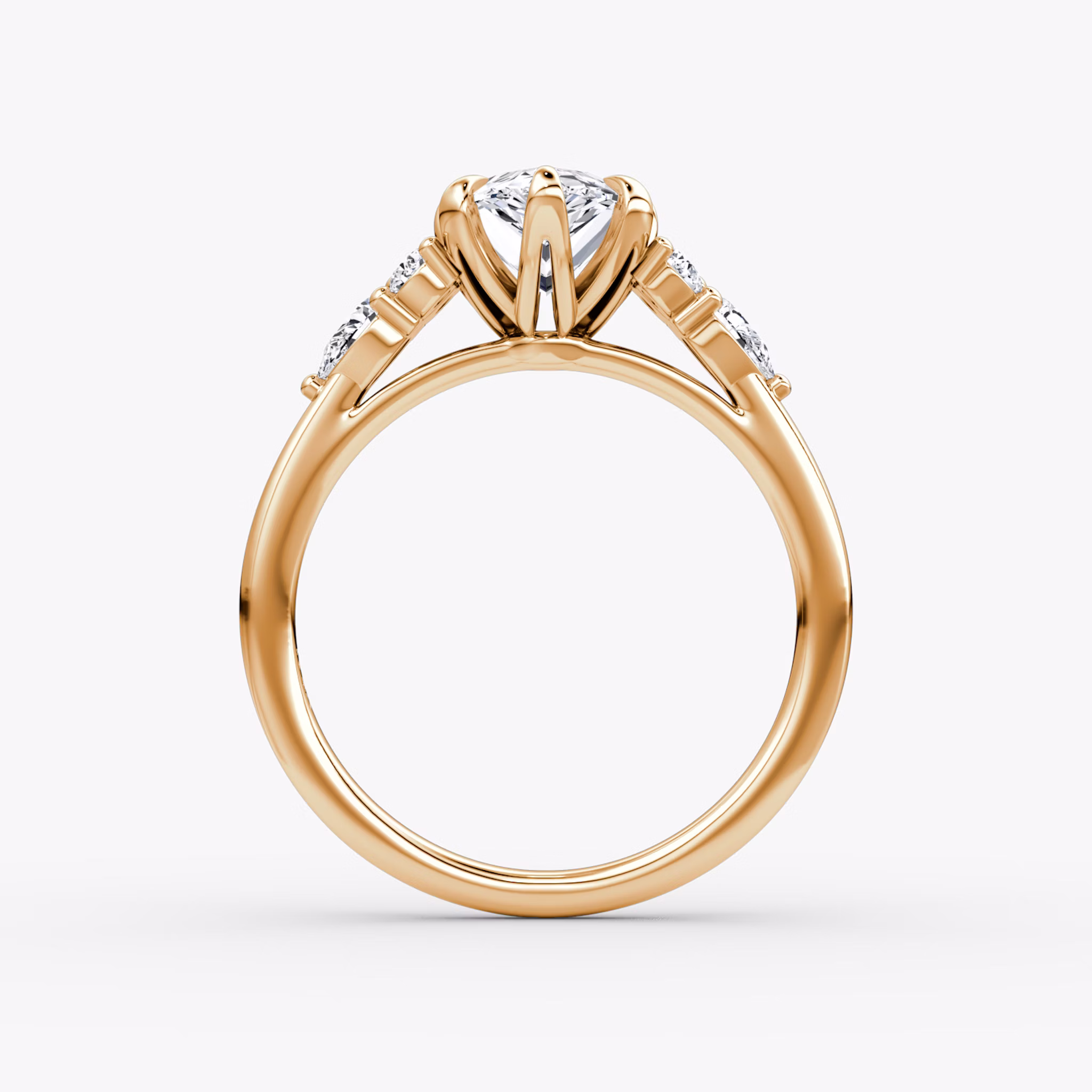 The Pear Cluster Heirloom | Pear | 14k | Rose Gold | bandAccent: Plain | diamondOrientation: vertical | caratWeight: other