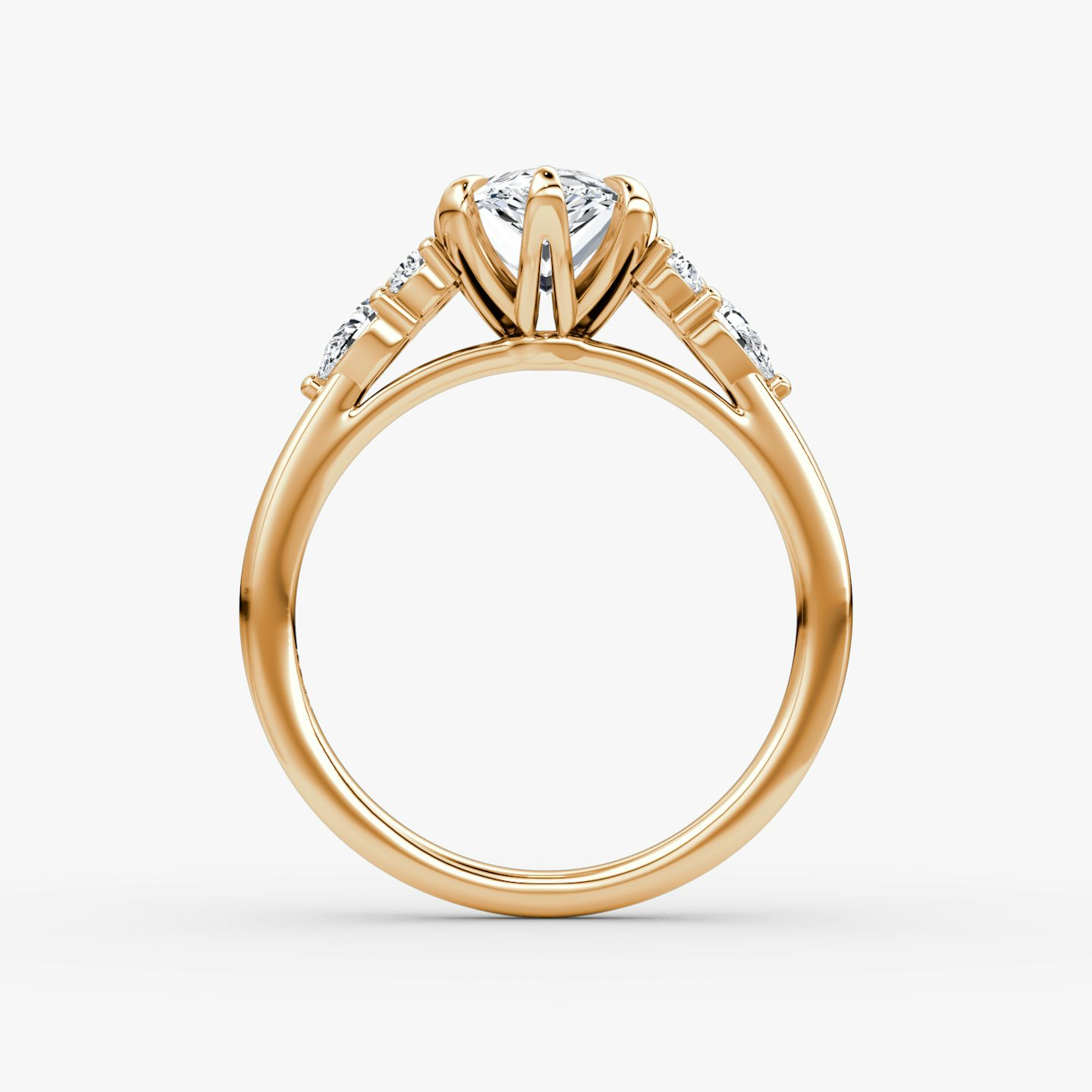 Anillo de compromiso Pear Cluster Heirloom | Pera | 14k | Oro rosa | bandAccent: Simple | diamondOrientation: vertical | caratWeight: other