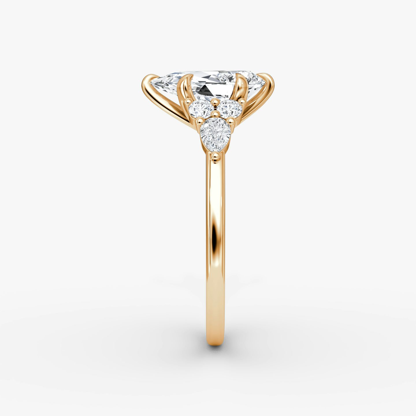 Anillo de compromiso Pear Cluster Heirloom | Pera | 14k | Oro rosa | bandAccent: Simple | diamondOrientation: vertical | caratWeight: other