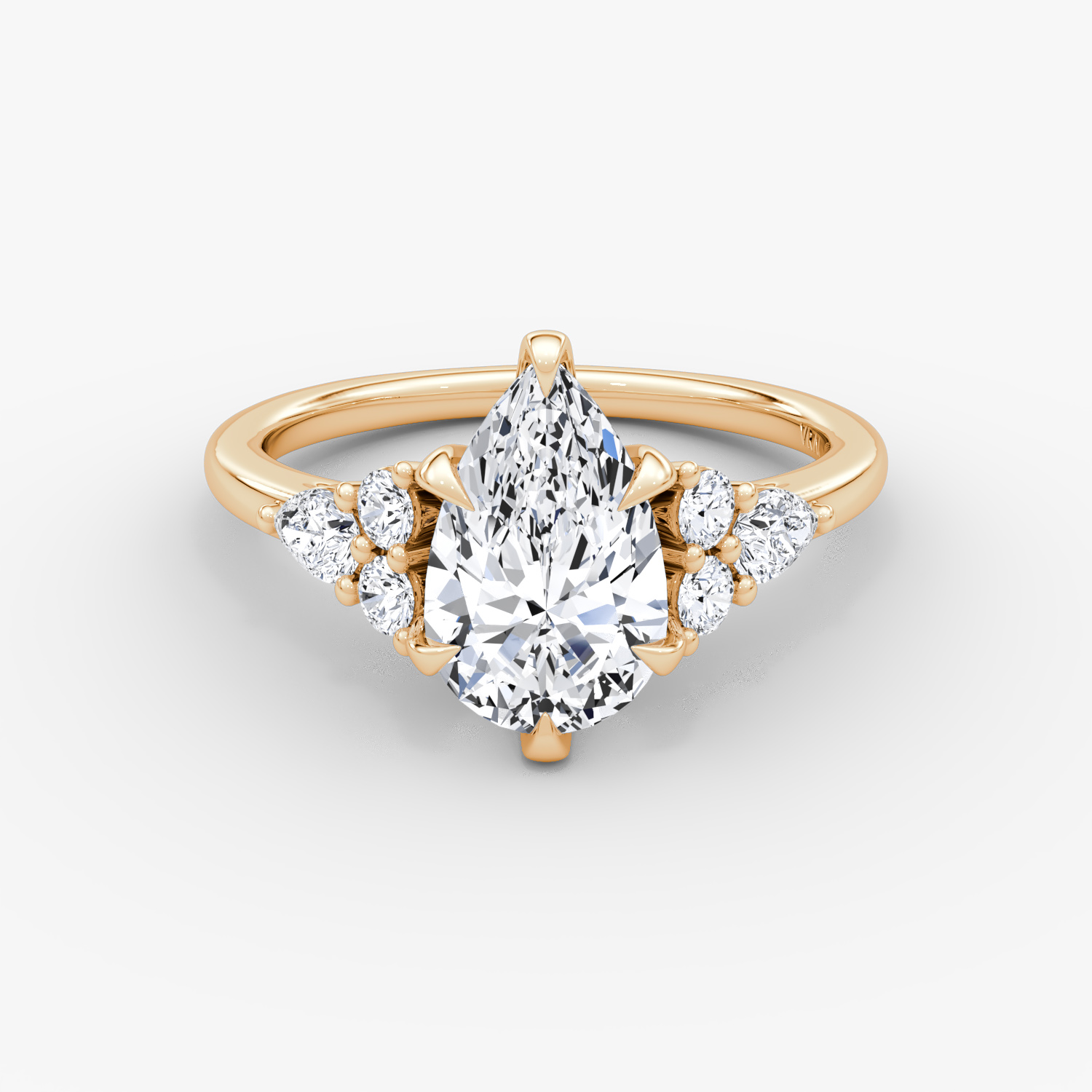 The Pear Cluster Heirloom | Pear | 14k | Rose Gold | bandAccent: Plain | diamondOrientation: vertical | caratWeight: other