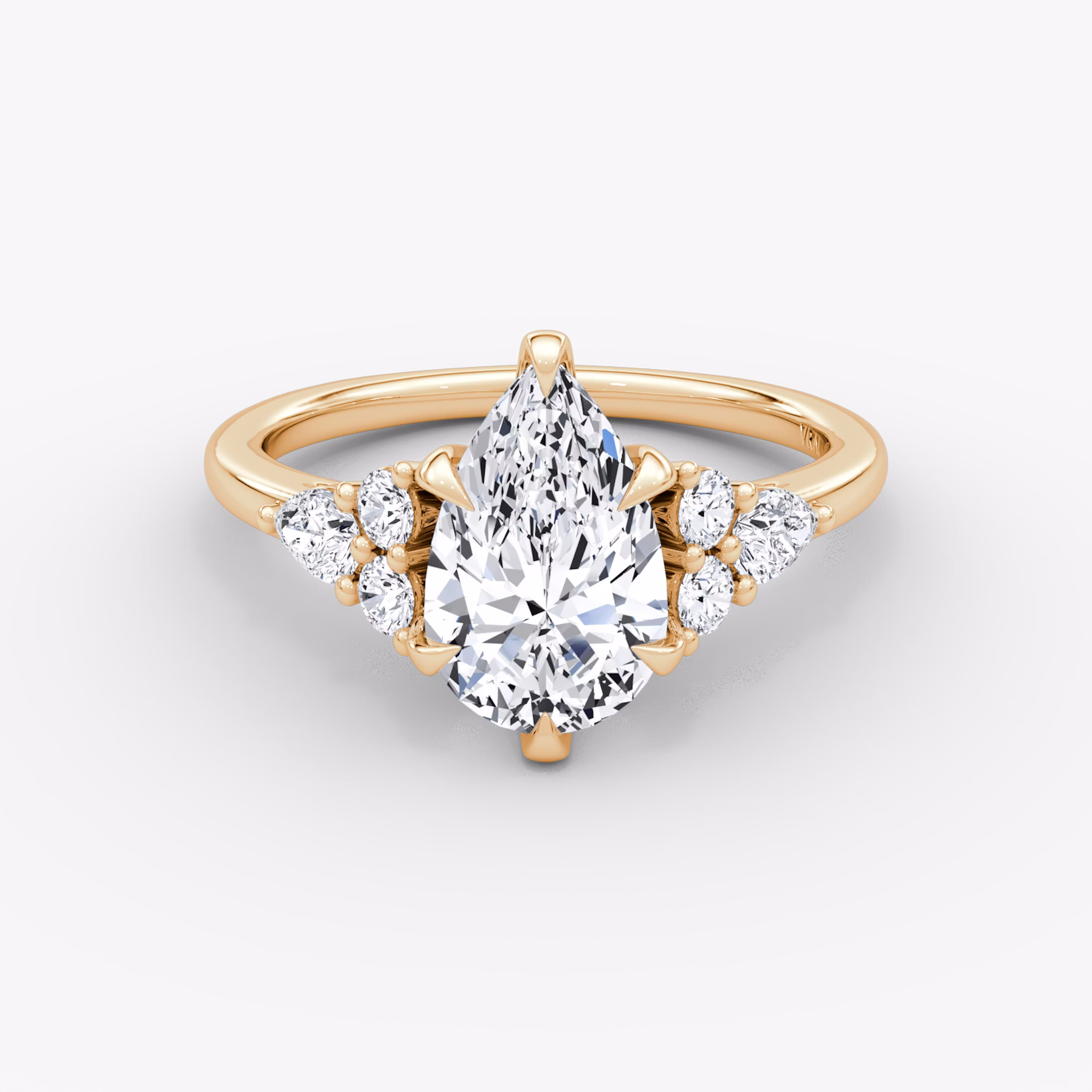 The Pear Cluster Heirloom | Pear | 14k | Rose Gold | bandAccent: Plain | diamondOrientation: vertical | caratWeight: other