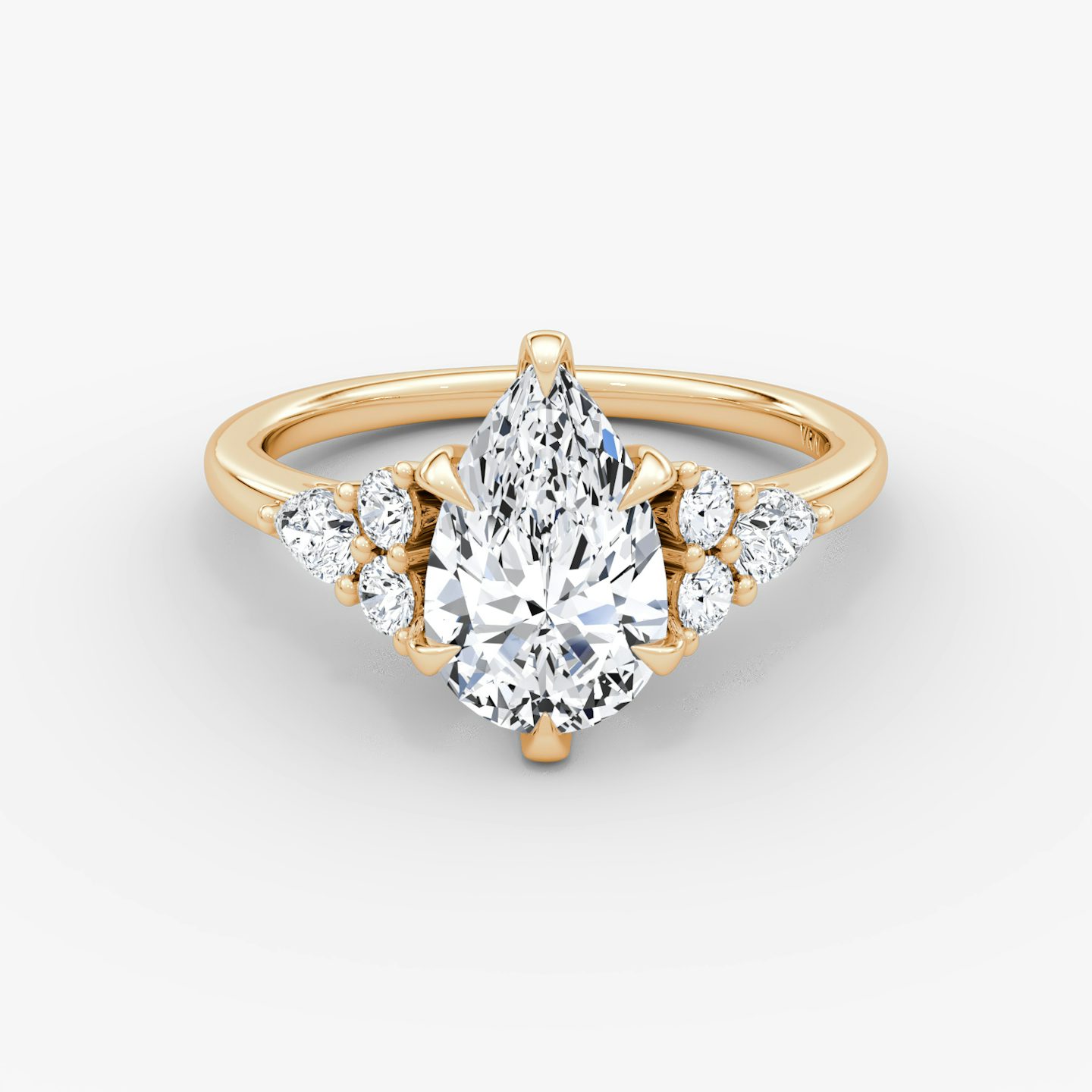 Anillo de compromiso Pear Cluster Heirloom | Pera | 14k | Oro rosa | bandAccent: Simple | diamondOrientation: vertical | caratWeight: other