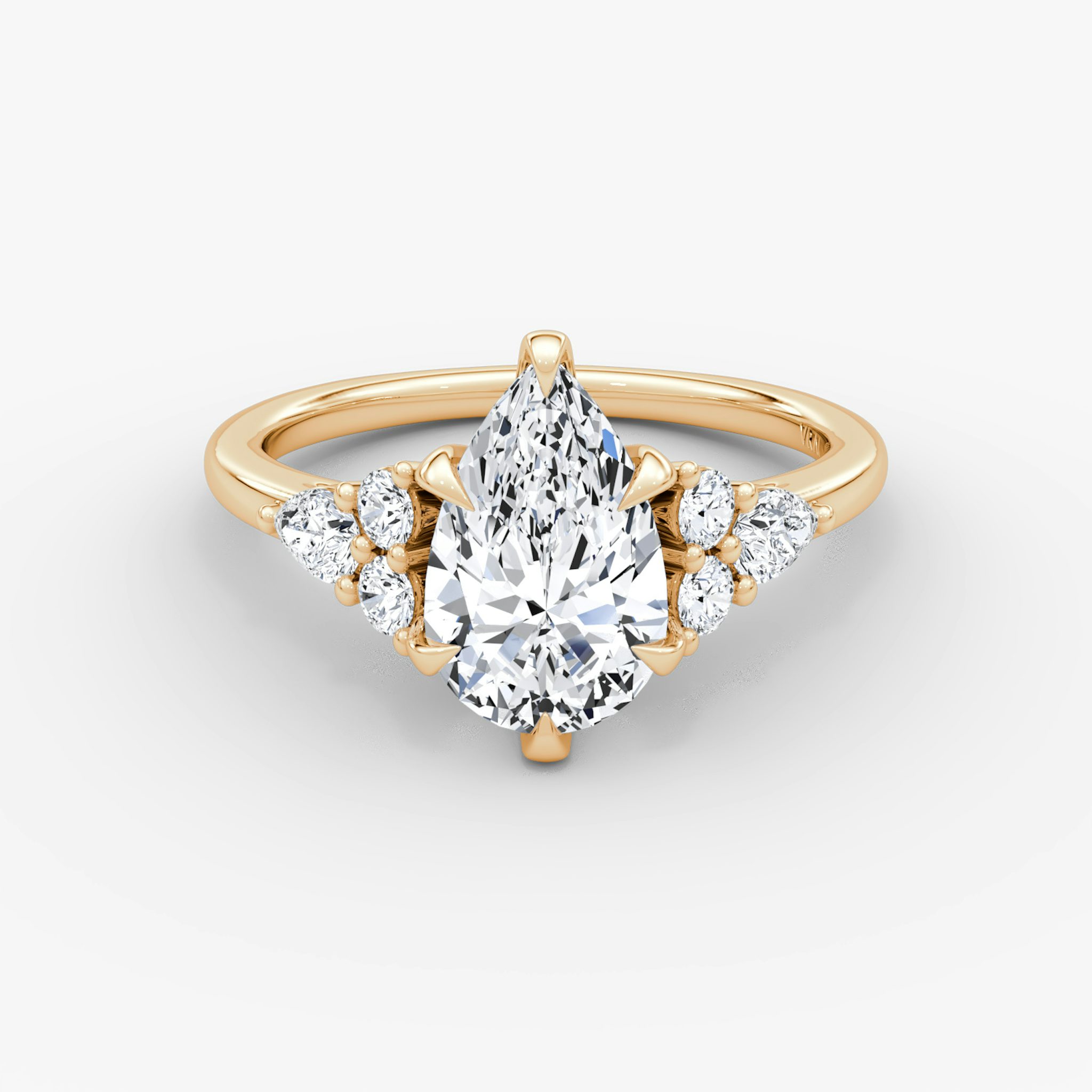 The Pear Cluster Heirloom | Pear | 14k | Rose Gold | bandAccent: Plain | diamondOrientation: vertical | caratWeight: other