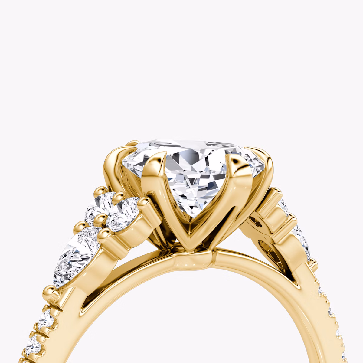 The Pear Cluster Heirloom | Pear | 18k | Yellow Gold | bandAccent: Pavé | diamondOrientation: vertical | caratWeight: other