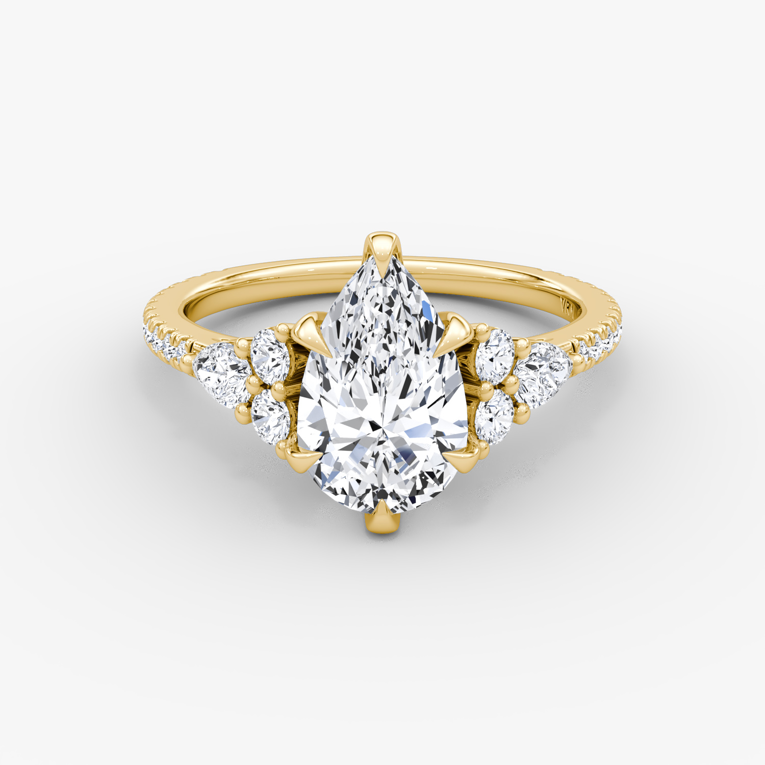 The Pear Cluster Heirloom | Pear | 18k | Yellow Gold | bandAccent: Pavé | diamondOrientation: vertical | caratWeight: other