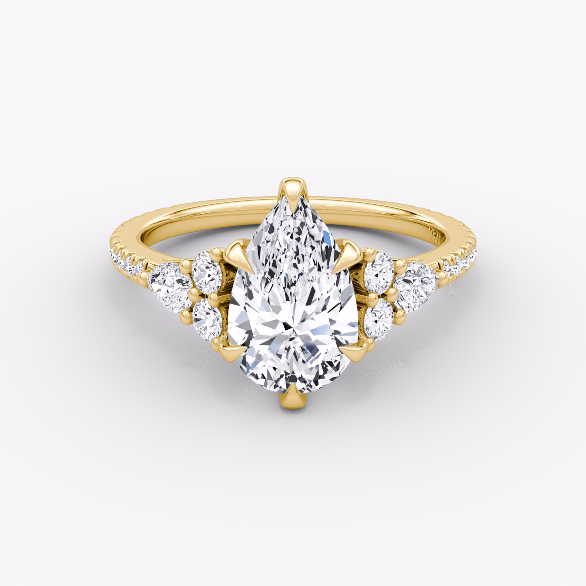 The Pear Cluster Heirloom | Pear | 18k | Yellow Gold | bandAccent: Pavé | diamondOrientation: vertical | caratWeight: other