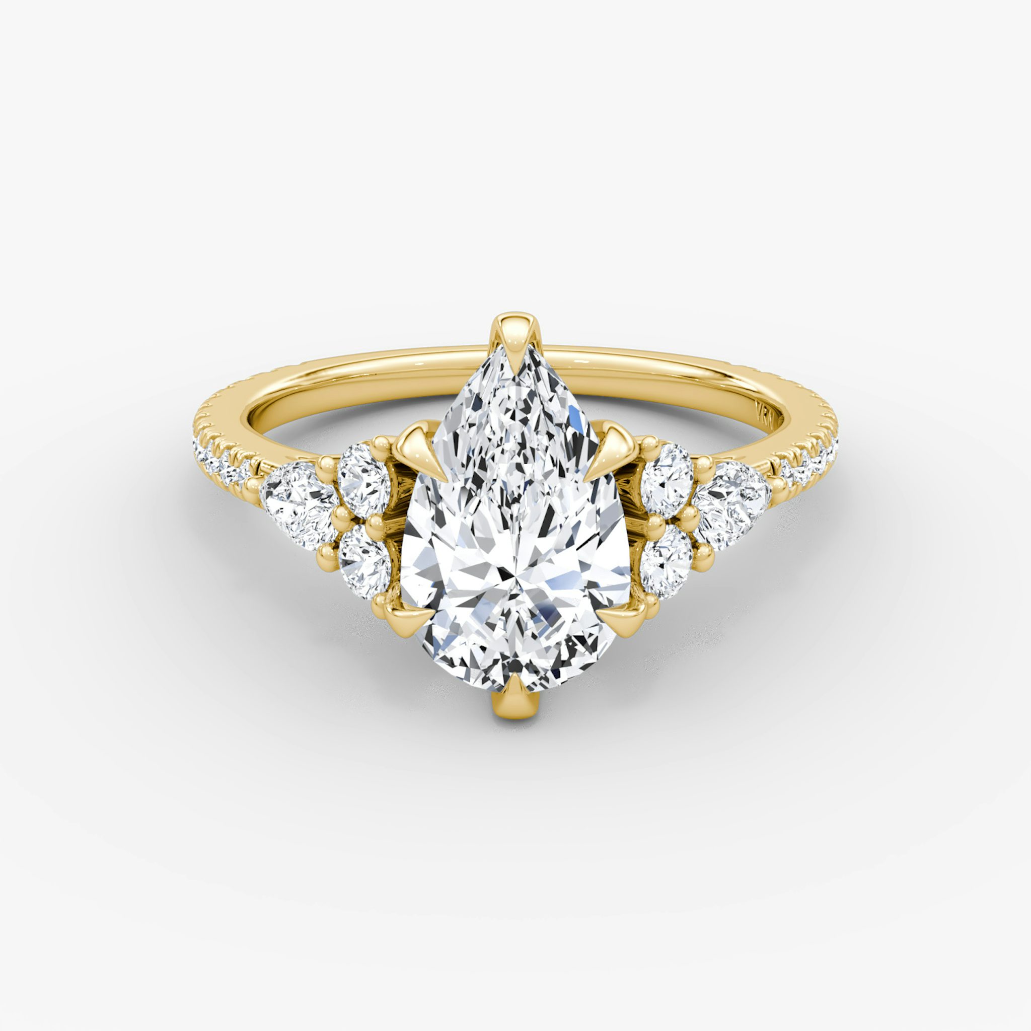The Pear Cluster Heirloom | Pear | 18k | Yellow Gold | bandAccent: Pavé | diamondOrientation: vertical | caratWeight: other