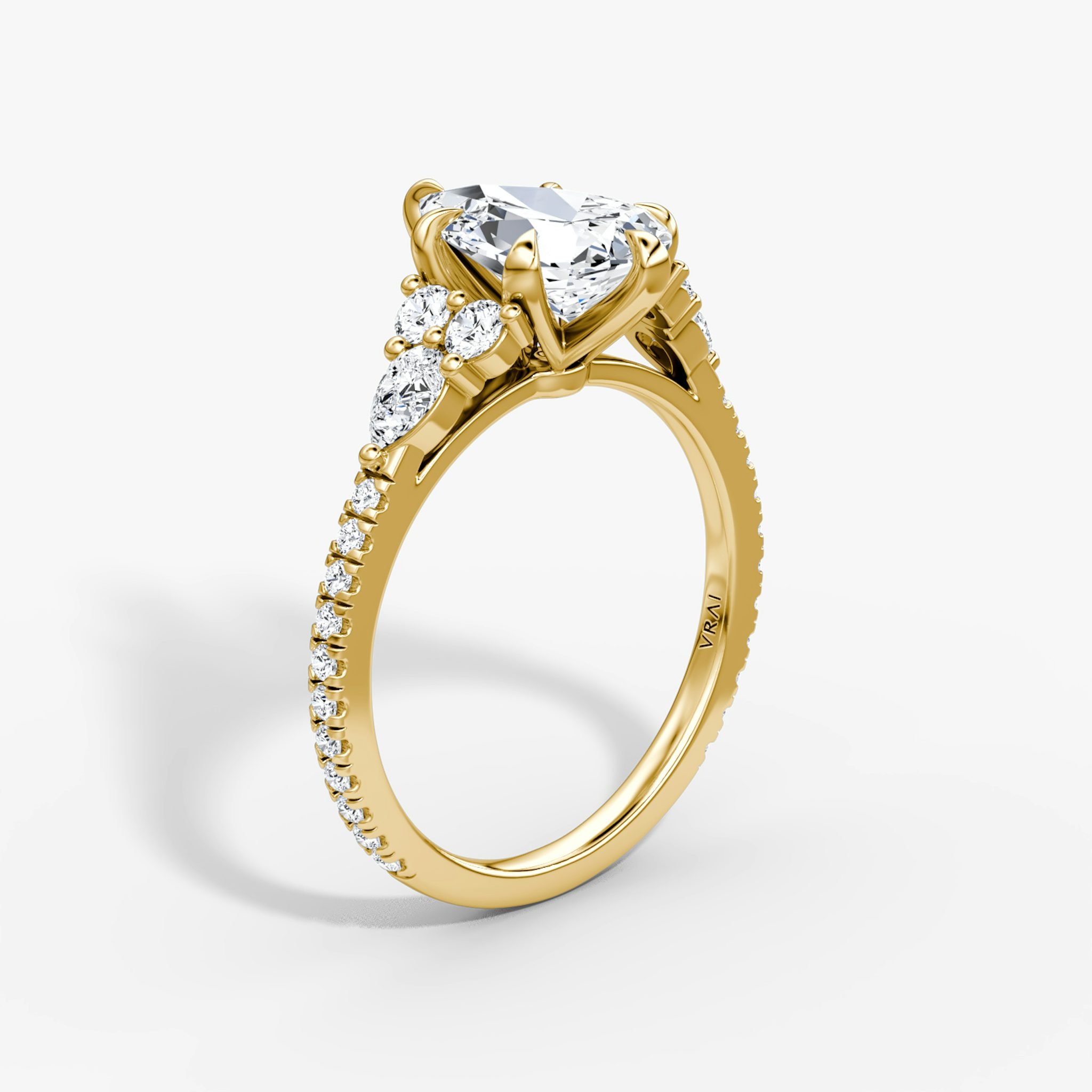 The Pear Cluster Heirloom | Pear | 18k | Yellow Gold | bandAccent: Pavé | diamondOrientation: vertical | caratWeight: other