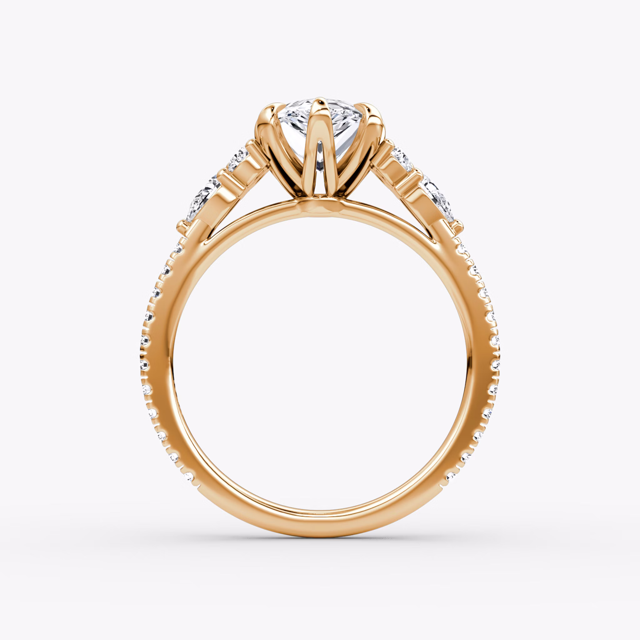 The Pear Cluster Heirloom | Pear | 14k | Rose Gold | bandAccent: Pavé | diamondOrientation: vertical | caratWeight: other
