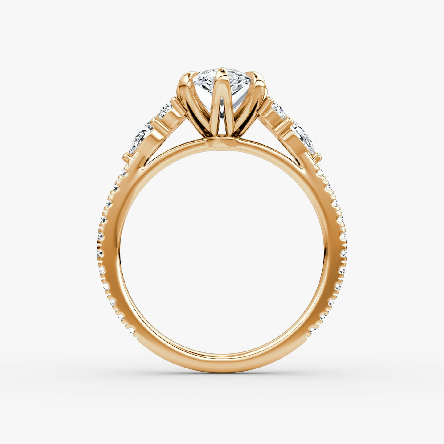 Bague de fiançailles Pear Cluster Heirloom | Poire | 14k | Or rose | bandAccent: Pavé | diamondOrientation: vertical | caratWeight: other