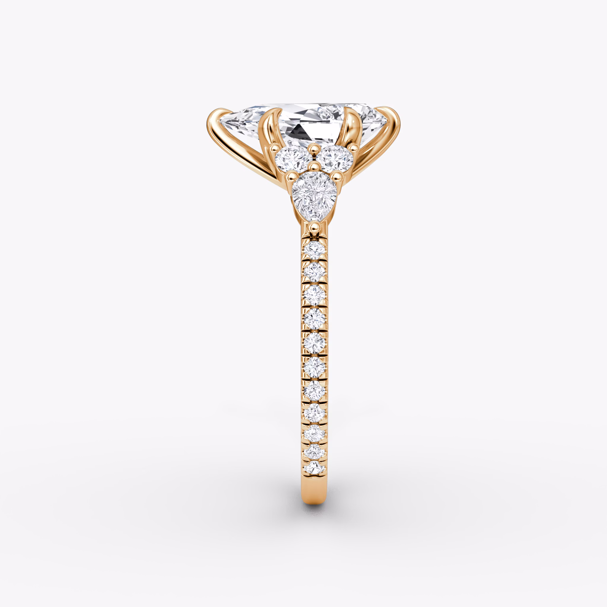 The Pear Cluster Heirloom | Pear | 14k | Rose Gold | bandAccent: Pavé | diamondOrientation: vertical | caratWeight: other
