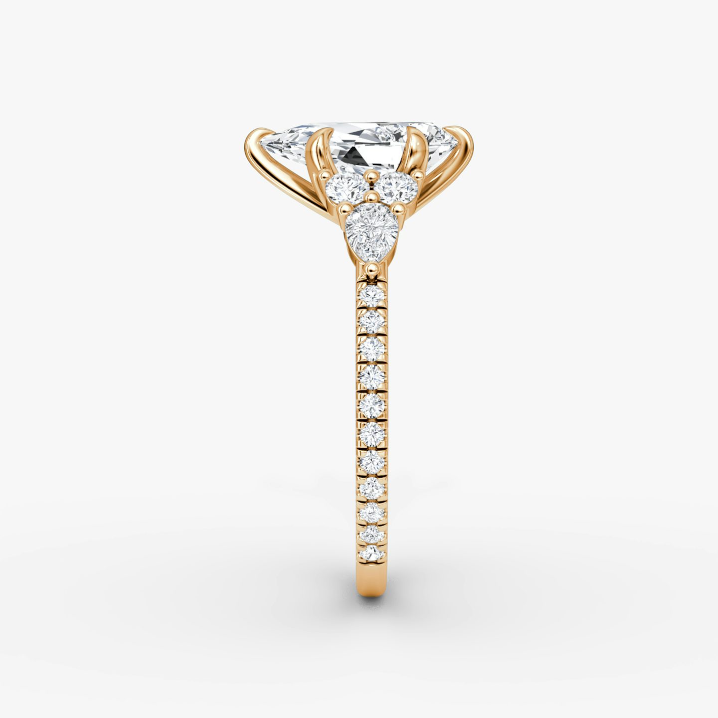 Bague de fiançailles Pear Cluster Heirloom | Poire | 14k | Or rose | bandAccent: Pavé | diamondOrientation: vertical | caratWeight: other