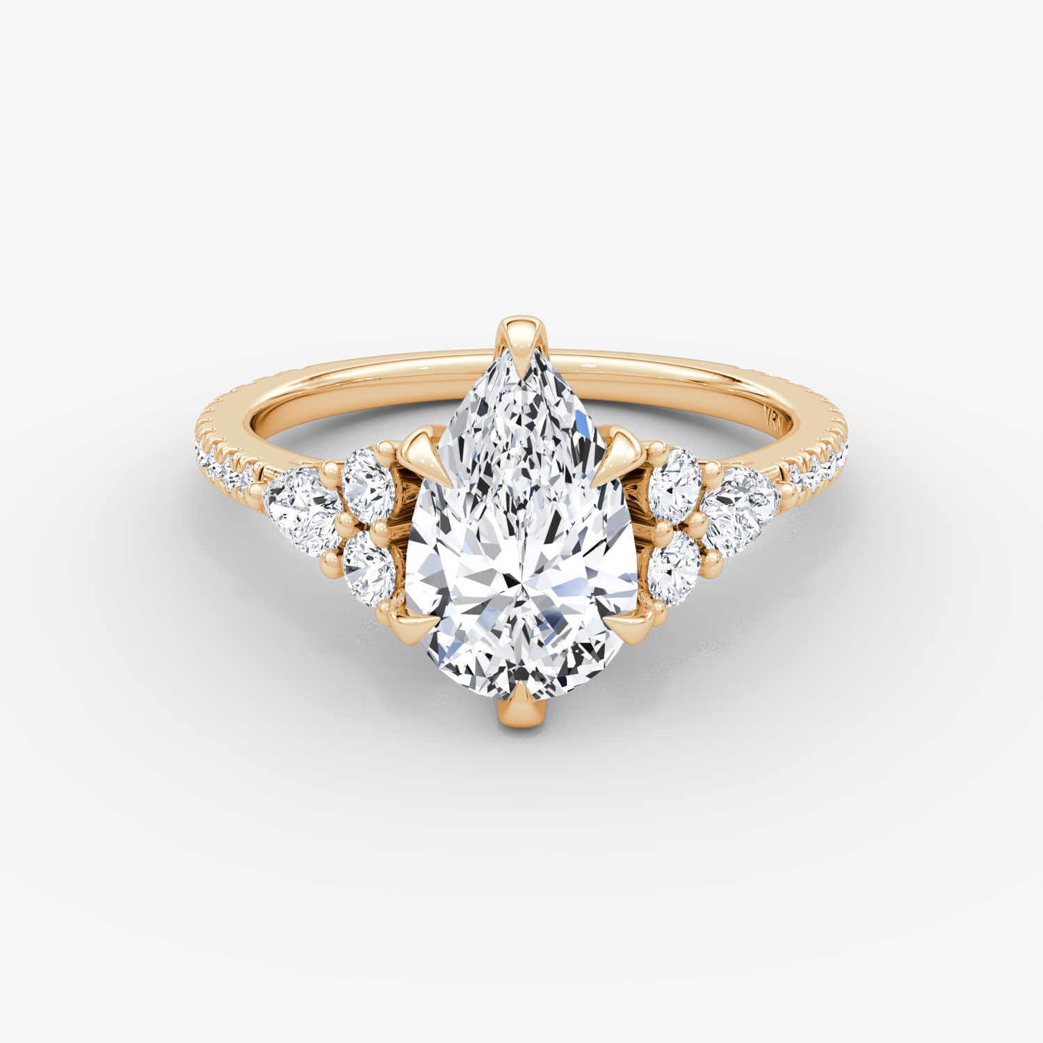 The Pear Cluster Heirloom | Pear | 14k | Rose Gold | bandAccent: Pavé | diamondOrientation: vertical | caratWeight: other