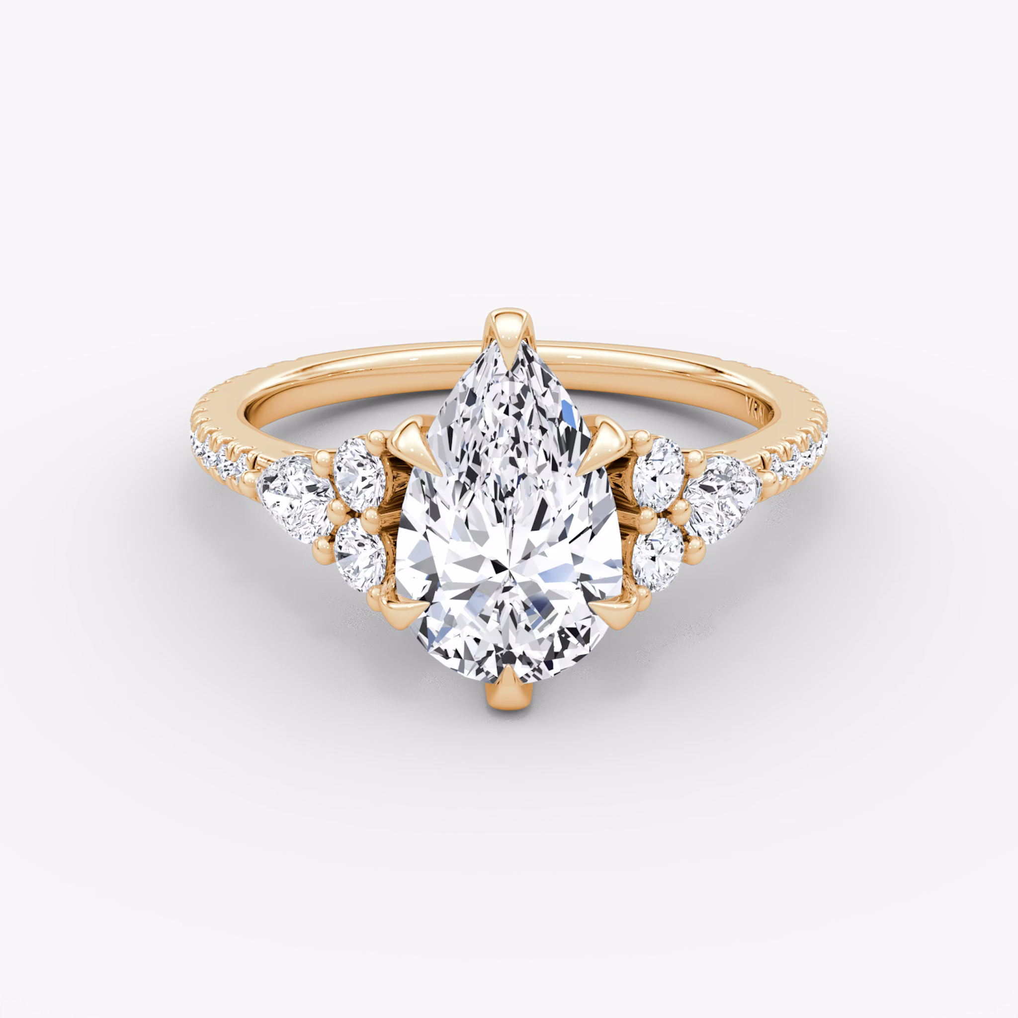 The Pear Cluster Heirloom | Pear | 14k | Rose Gold | bandAccent: Pavé | diamondOrientation: vertical | caratWeight: other