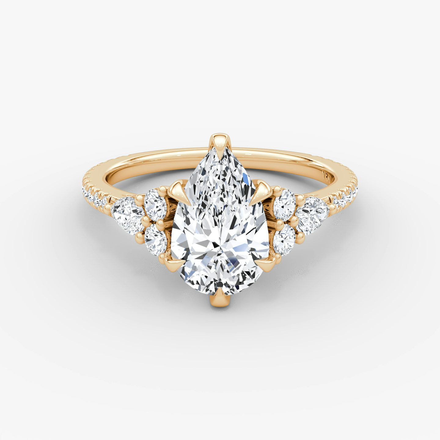 Bague de fiançailles Pear Cluster Heirloom | Poire | 14k | Or rose | bandAccent: Pavé | diamondOrientation: vertical | caratWeight: other