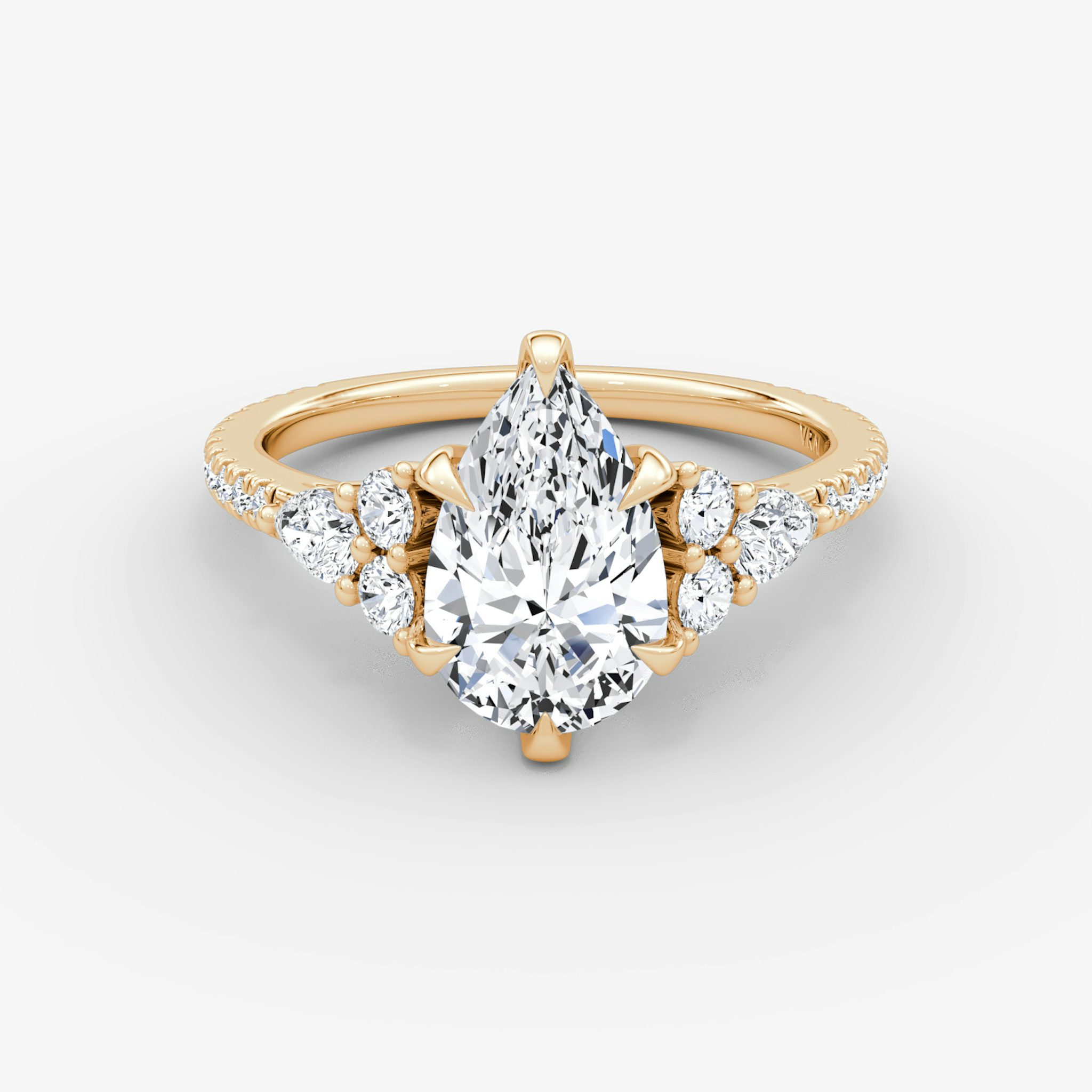 The Pear Cluster Heirloom | Pear | 14k | Rose Gold | bandAccent: Pavé | diamondOrientation: vertical | caratWeight: other