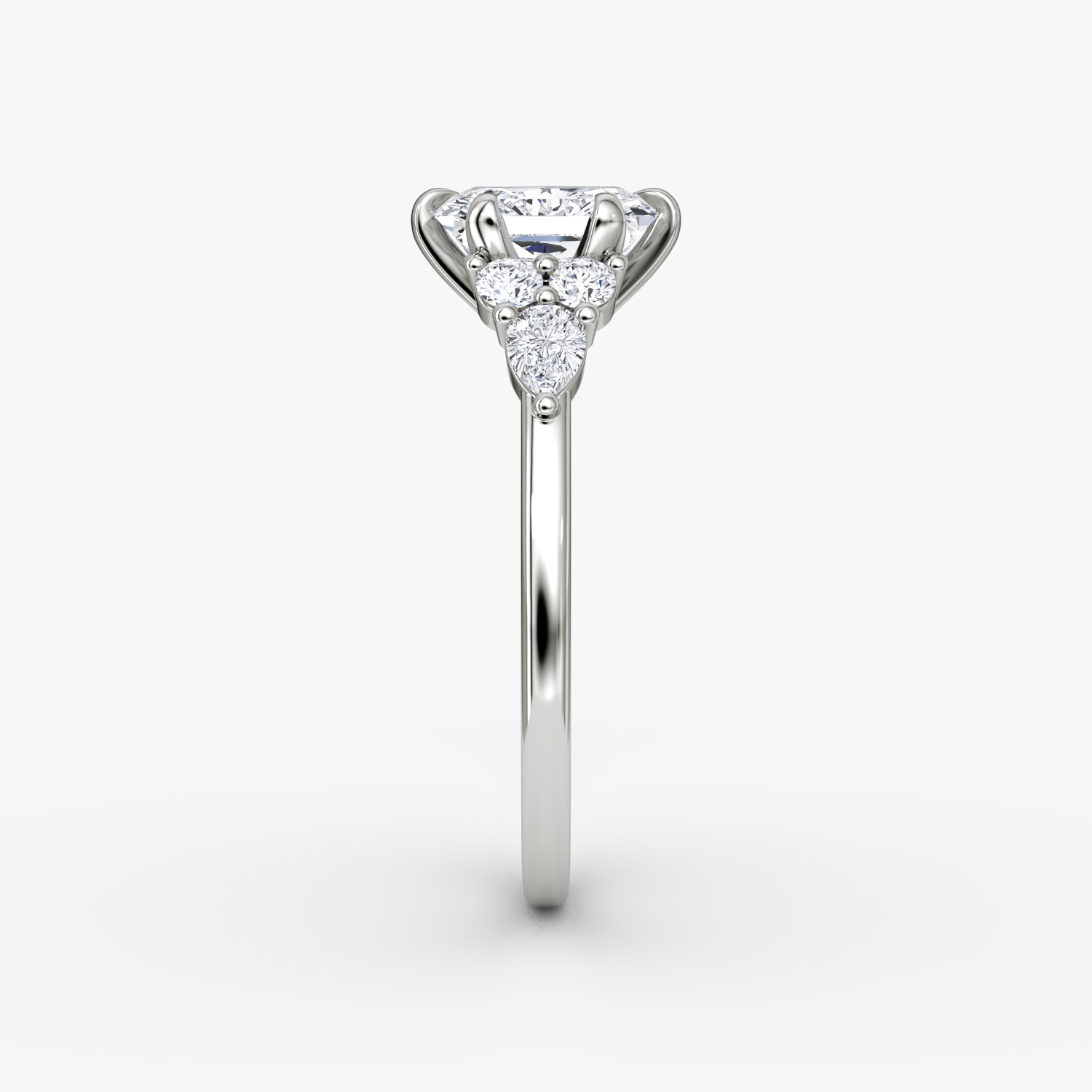 The Pear Cluster Heirloom | Radiant | Platinum | bandAccent: Plain | diamondOrientation: vertical | caratWeight: other