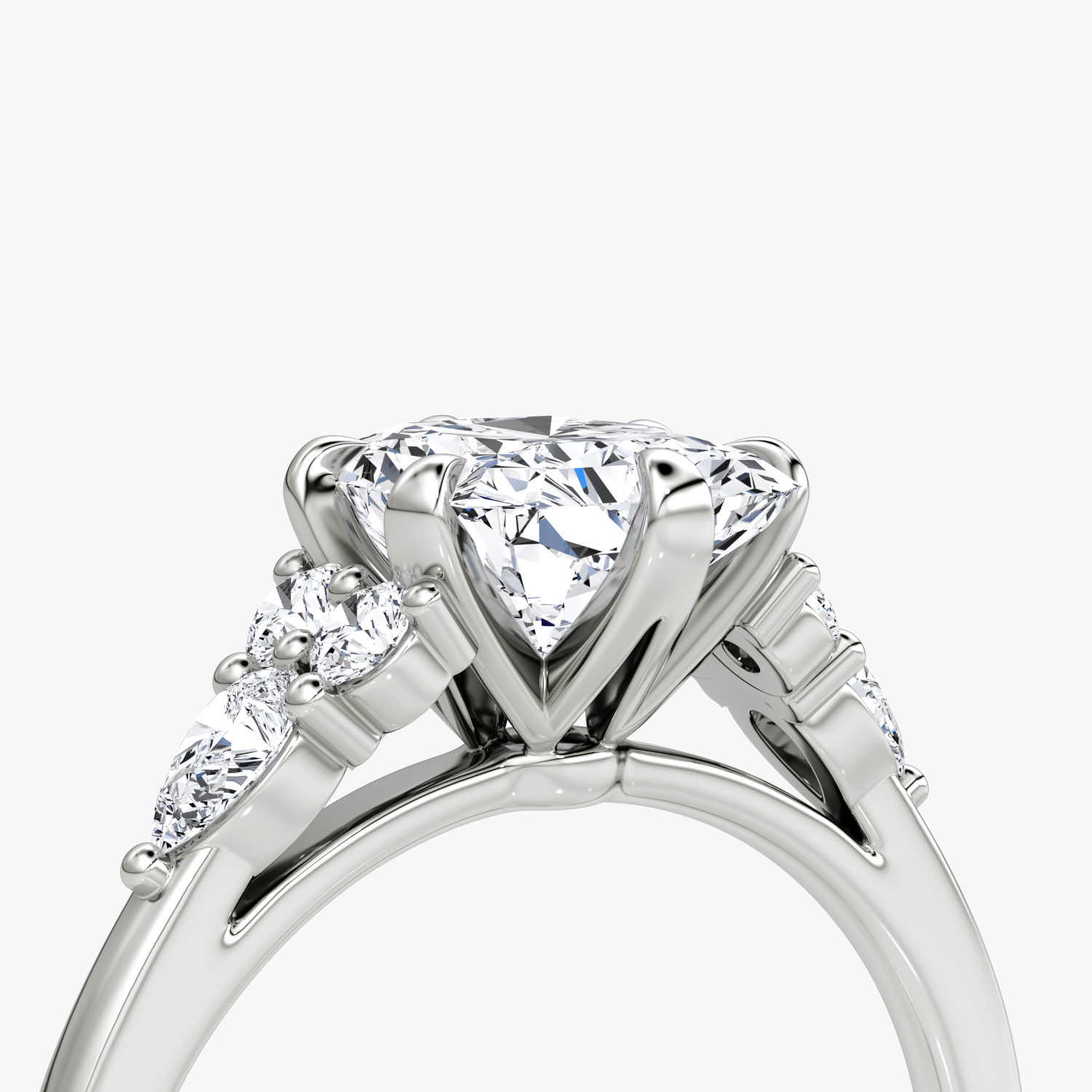 The Pear Cluster Heirloom | Radiant | Platinum | bandAccent: Plain | diamondOrientation: vertical | caratWeight: other
