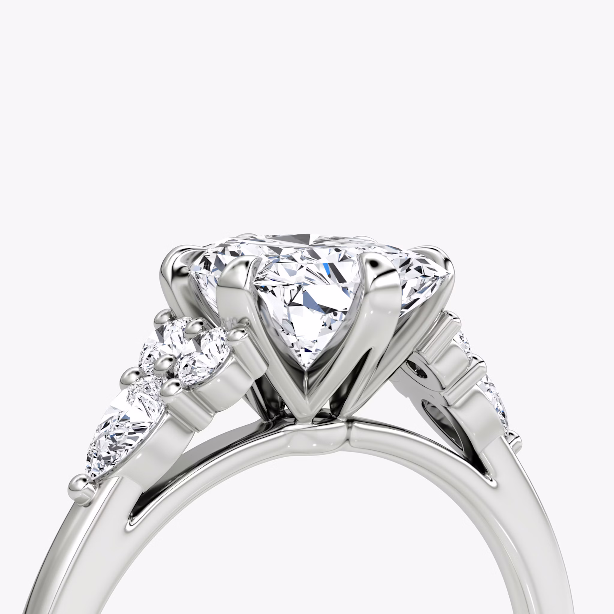 The Pear Cluster Heirloom | Radiant | Platinum | bandAccent: Plain | diamondOrientation: vertical | caratWeight: other