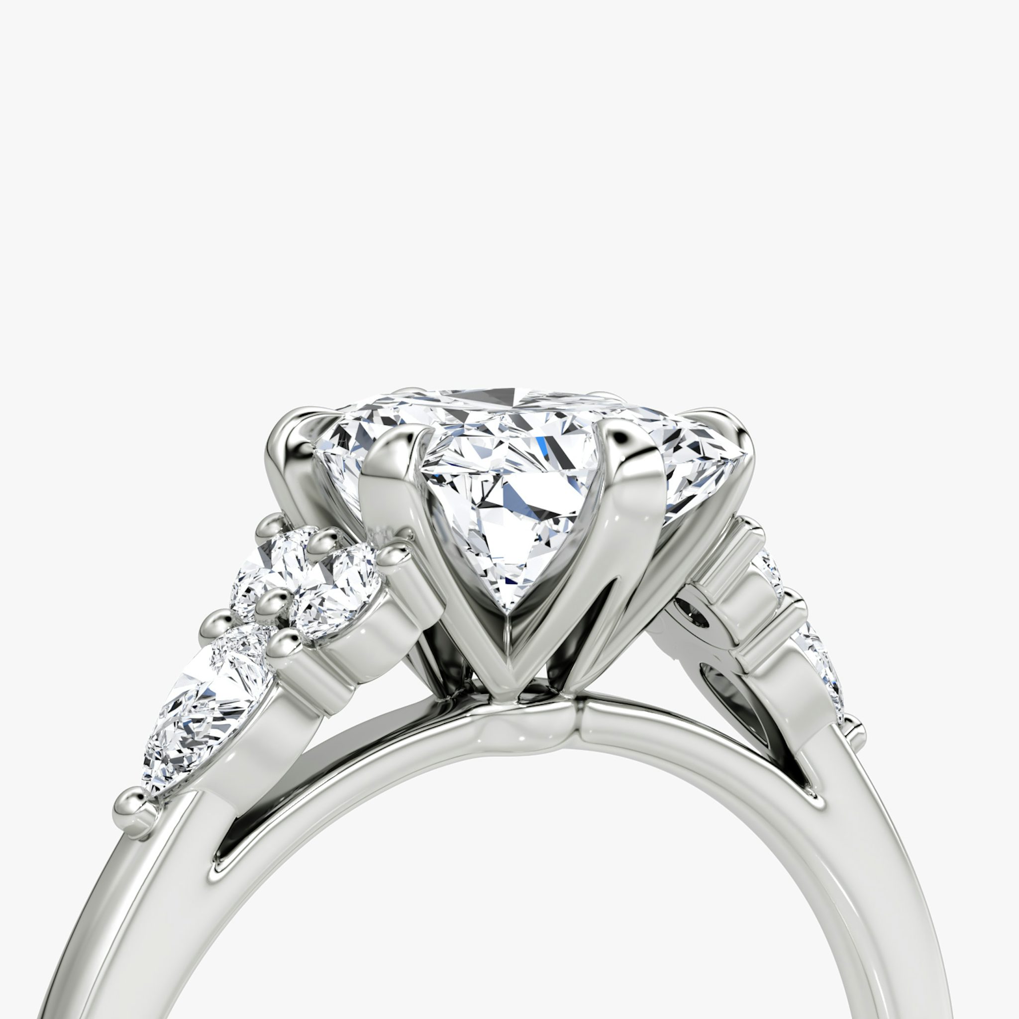 The Pear Cluster Heirloom | Radiant | Platinum | bandAccent: Plain | diamondOrientation: vertical | caratWeight: other