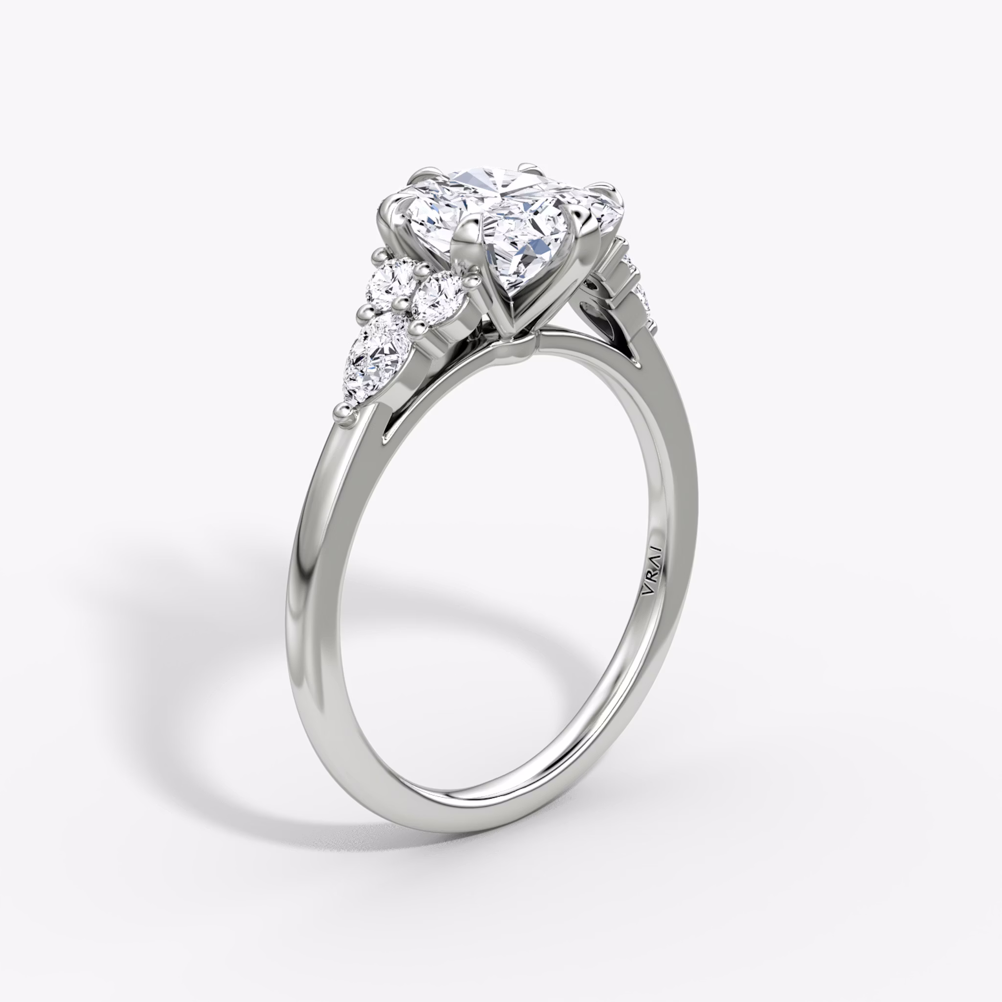 The Pear Cluster Heirloom | Radiant | Platinum | bandAccent: Plain | diamondOrientation: vertical | caratWeight: other