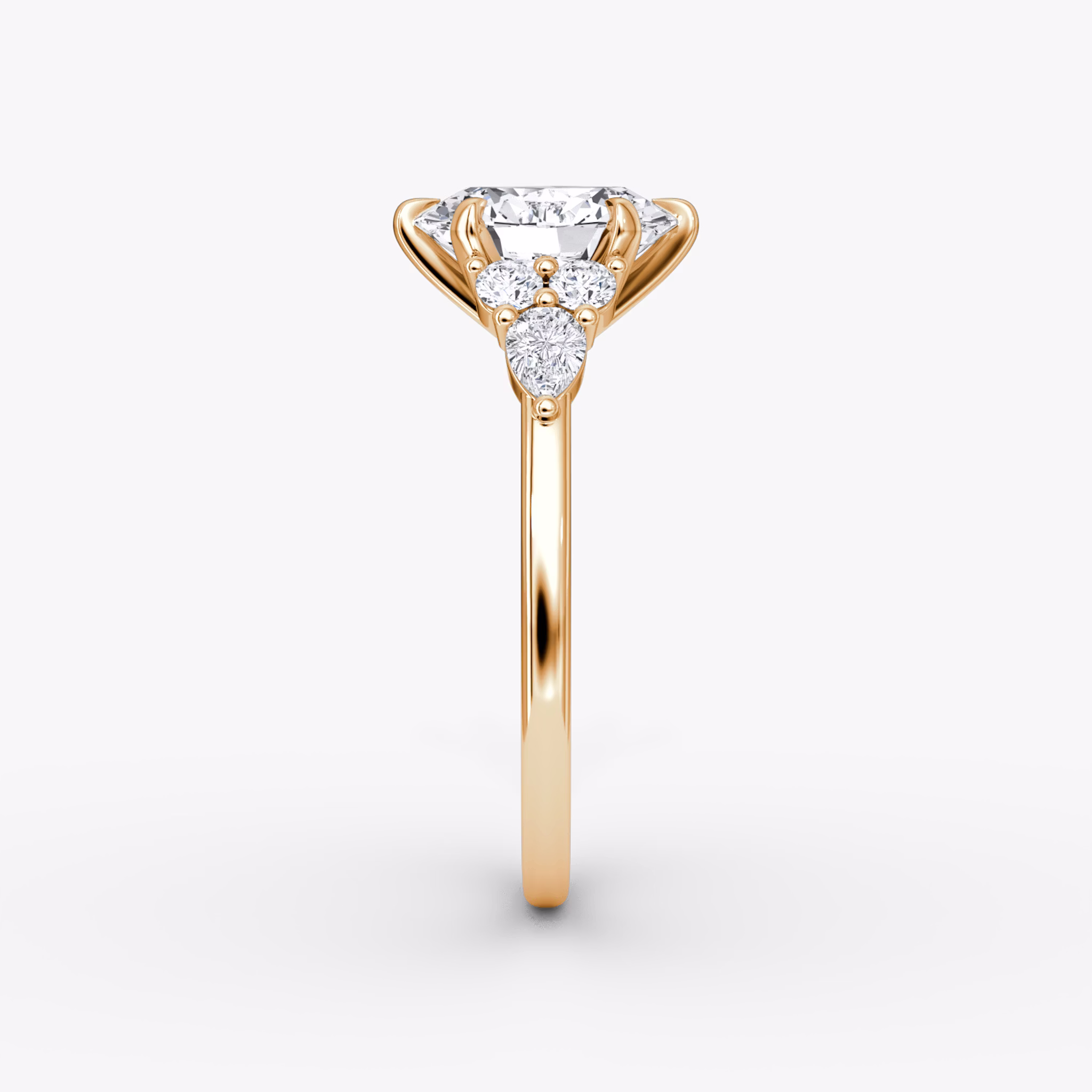 The Pear Cluster Heirloom | Oval | 14k | Rose Gold | bandAccent: Plain | diamondOrientation: vertical | caratWeight: other