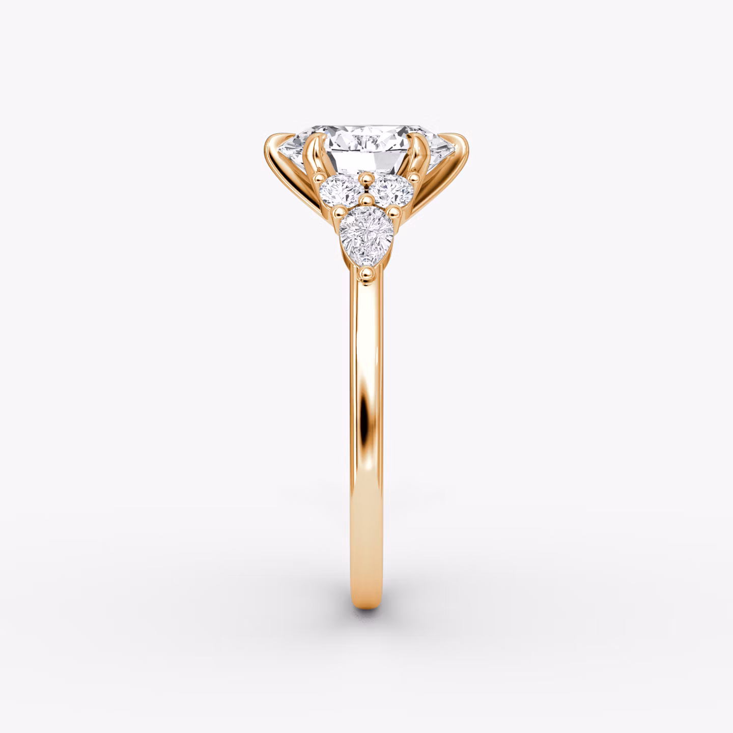 The Pear Cluster Heirloom | Oval | 14k | Rose Gold | bandAccent: Plain | diamondOrientation: vertical | caratWeight: other