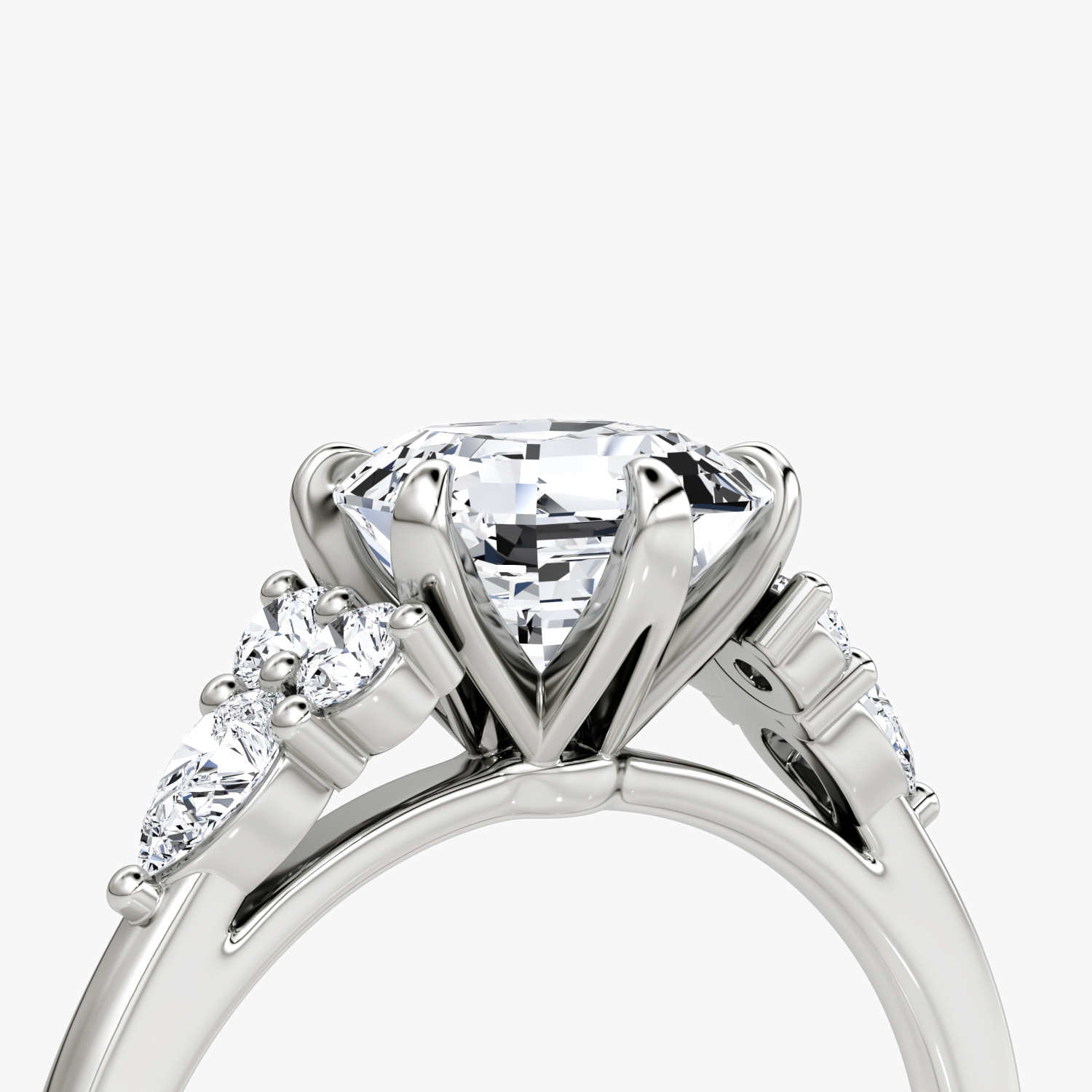 The Pear Cluster Heirloom | Asscher | 18k | White Gold | bandAccent: Plain | diamondOrientation: vertical | caratWeight: other
