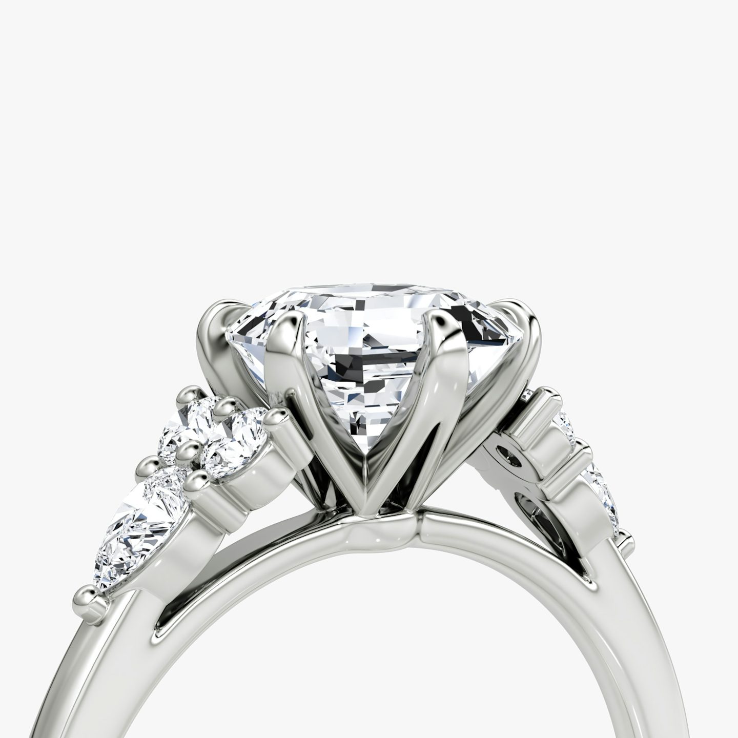 The Pear Cluster Heirloom | Asscher | 18k | White Gold | bandAccent: Plain | diamondOrientation: vertical | caratWeight: other