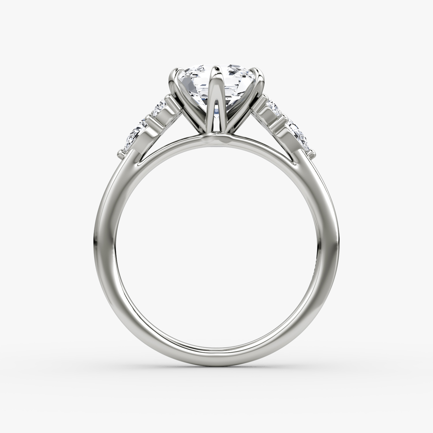 The Pear Cluster Heirloom | Asscher | 18k | White Gold | bandAccent: Plain | diamondOrientation: vertical | caratWeight: other
