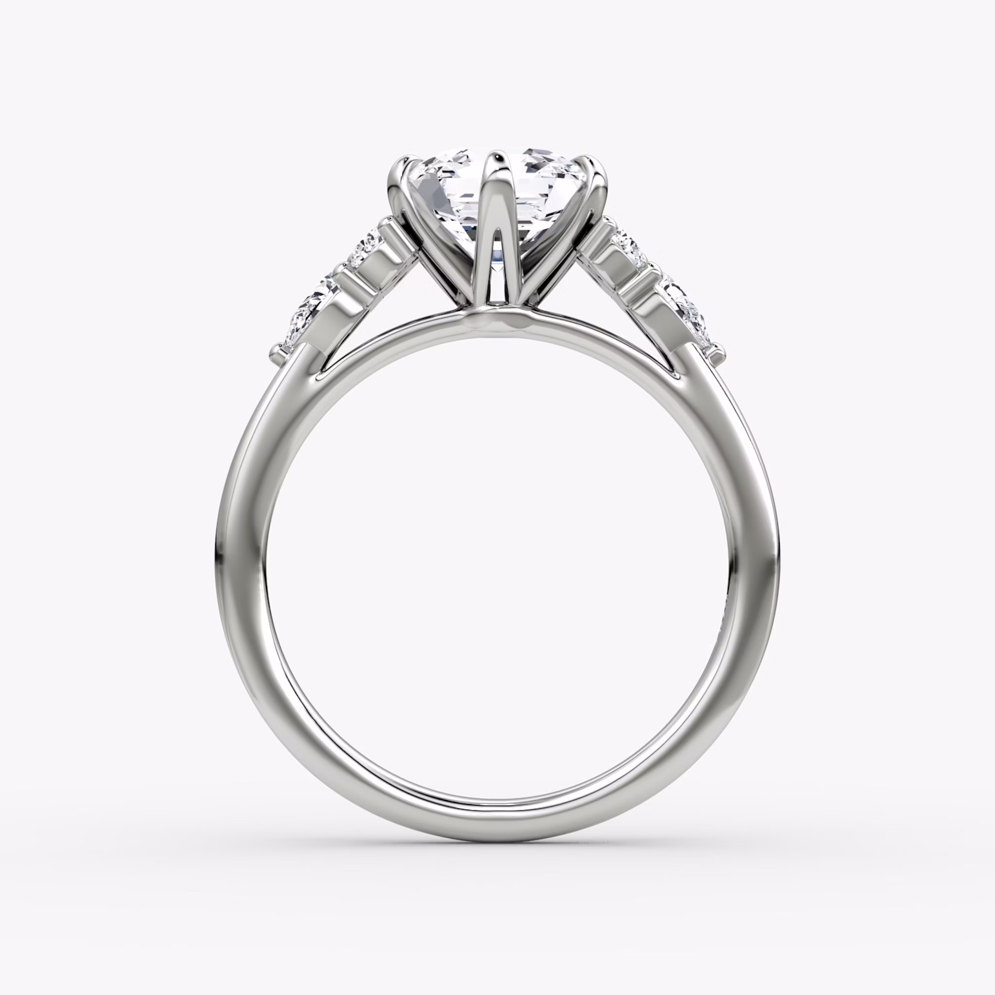 The Pear Cluster Heirloom | Asscher | 18k | White Gold | bandAccent: Plain | diamondOrientation: vertical | caratWeight: other