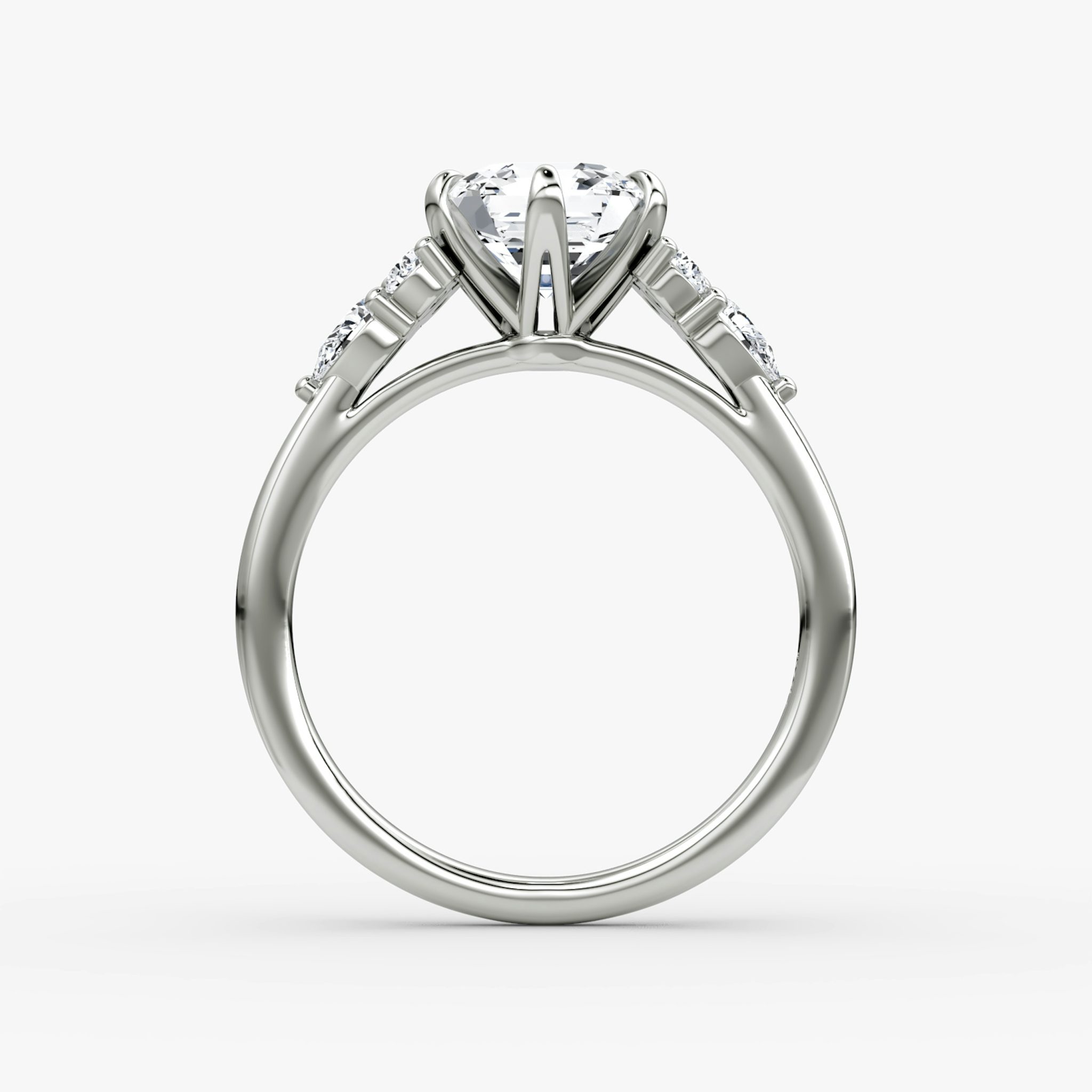 The Pear Cluster Heirloom | Asscher | 18k | White Gold | bandAccent: Plain | diamondOrientation: vertical | caratWeight: other