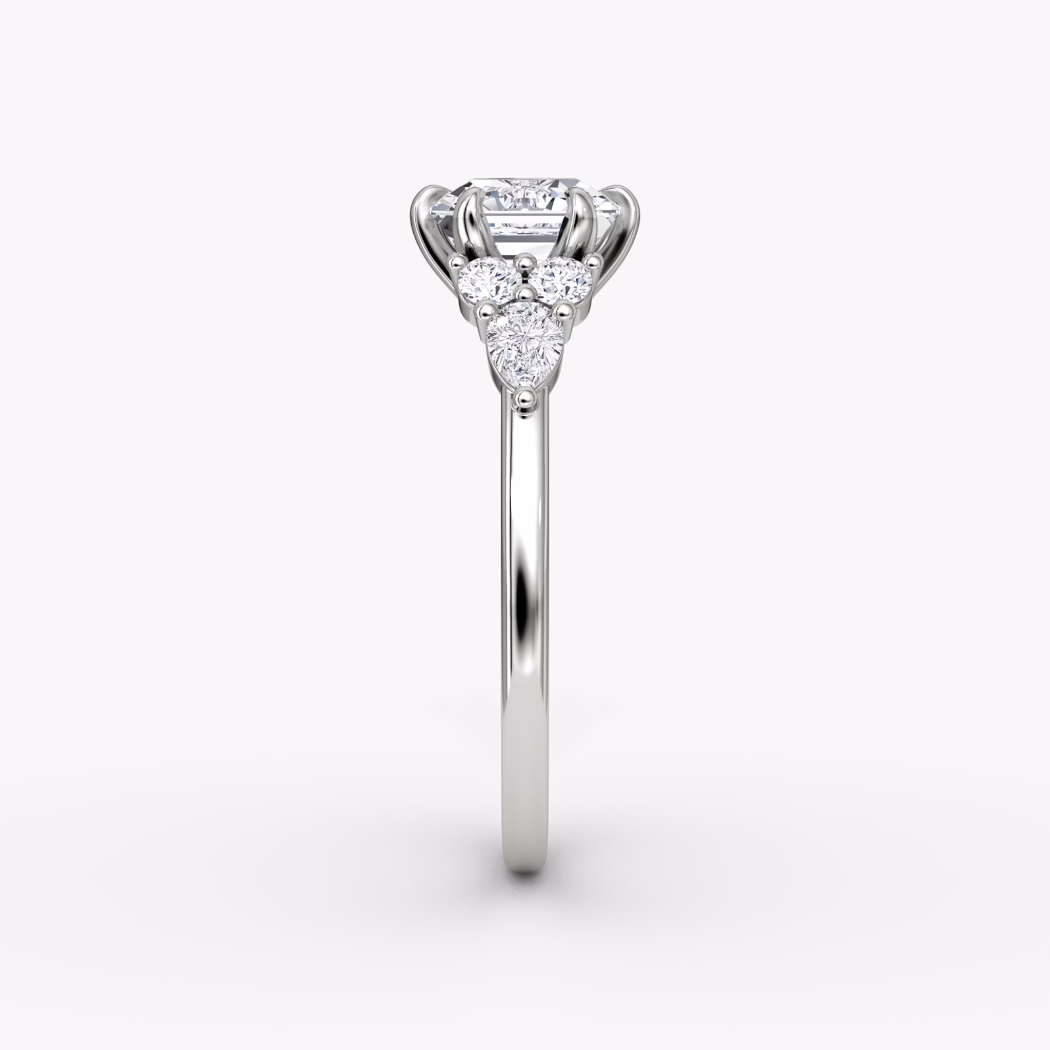 The Pear Cluster Heirloom | Asscher | 18k | White Gold | bandAccent: Plain | diamondOrientation: vertical | caratWeight: other