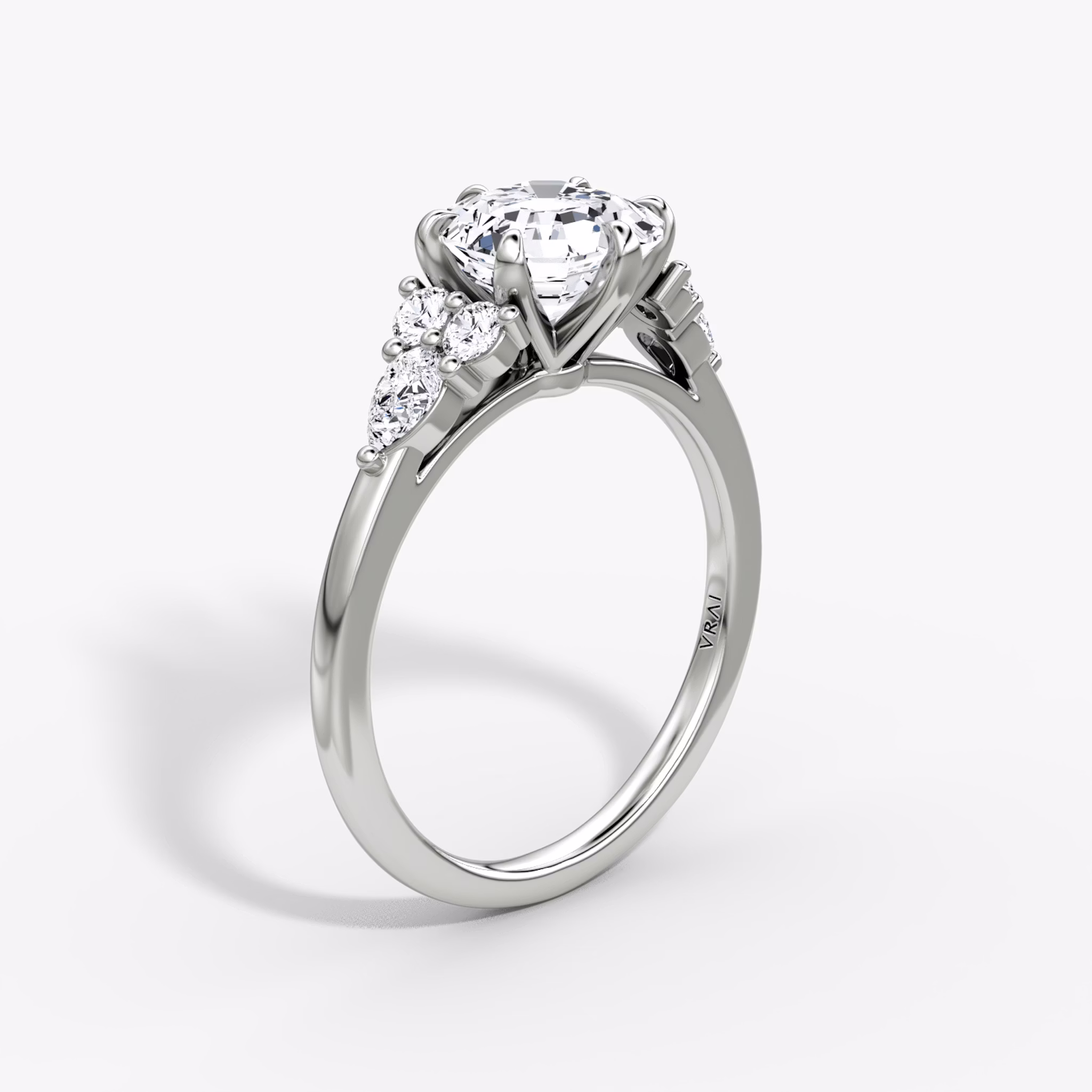 The Pear Cluster Heirloom | Asscher | 18k | White Gold | bandAccent: Plain | diamondOrientation: vertical | caratWeight: other