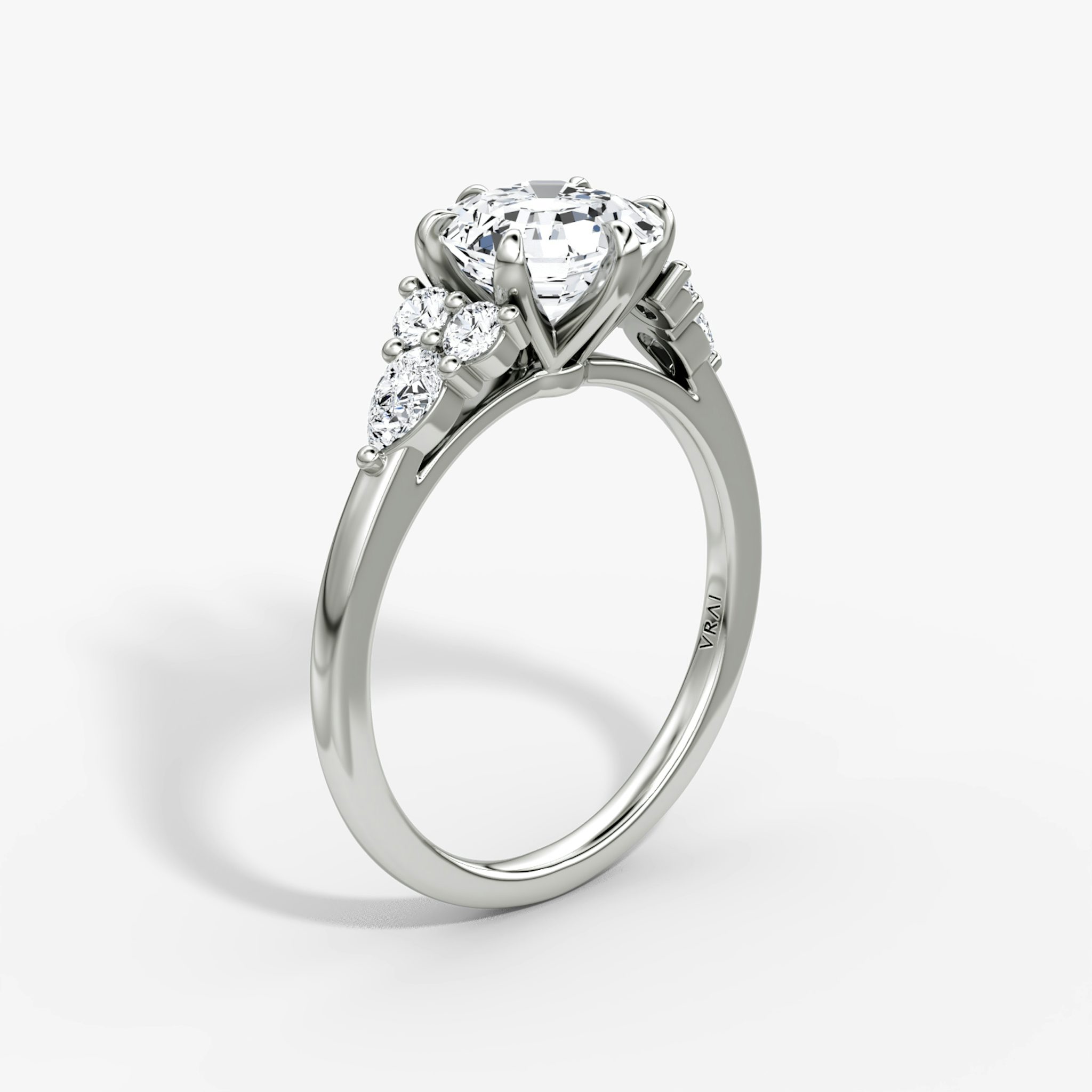 The Pear Cluster Heirloom | Asscher | 18k | White Gold | bandAccent: Plain | diamondOrientation: vertical | caratWeight: other