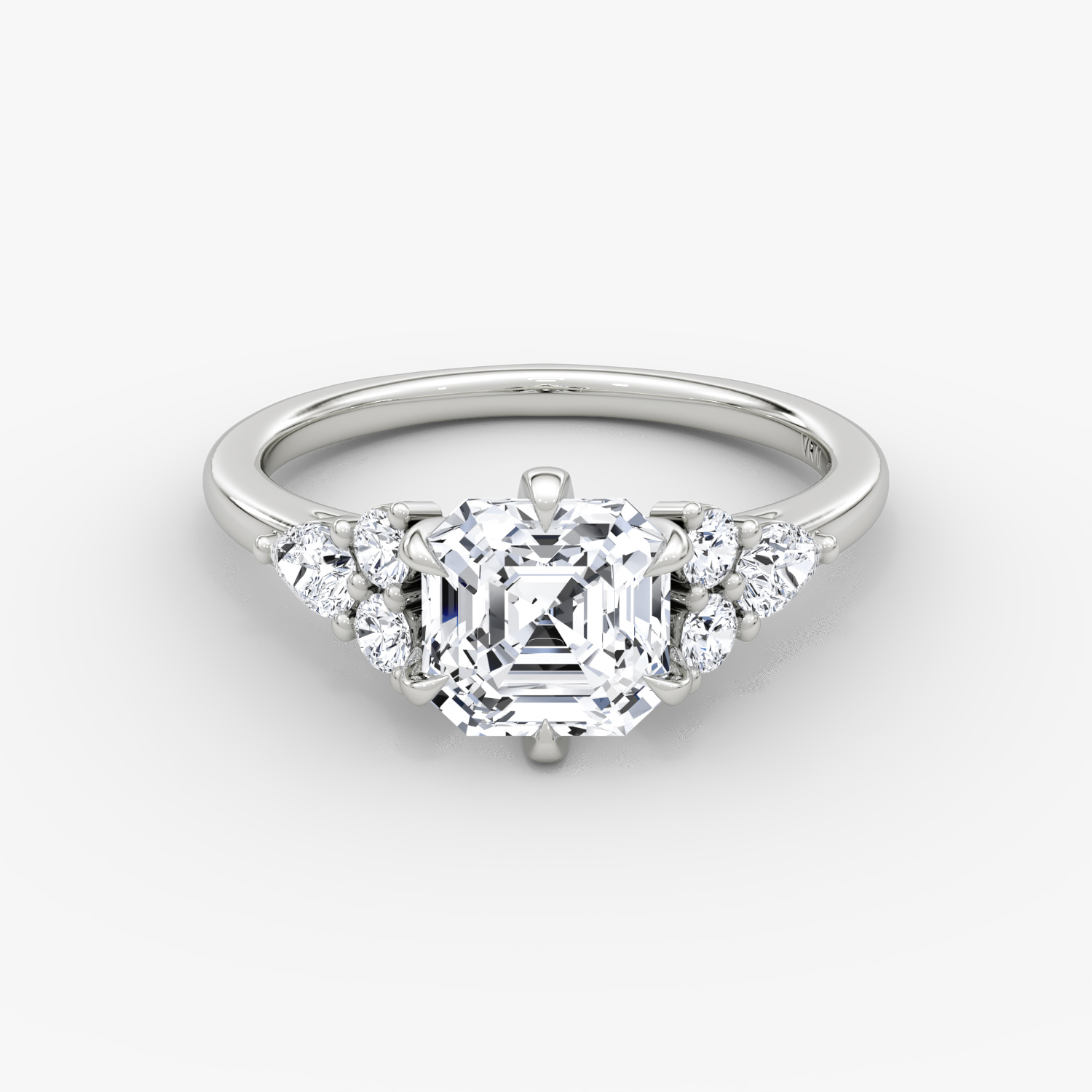 The Pear Cluster Heirloom | Asscher | 18k | White Gold | bandAccent: Plain | diamondOrientation: vertical | caratWeight: other