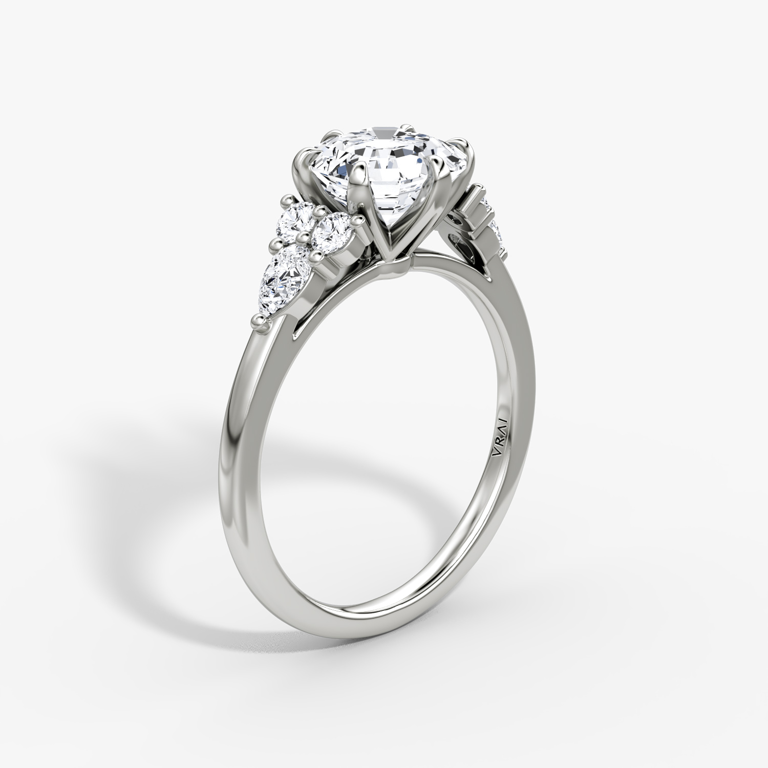 The Pear Cluster Heirloom | Asscher | Platinum | bandAccent: Plain | diamondOrientation: vertical | caratWeight: other