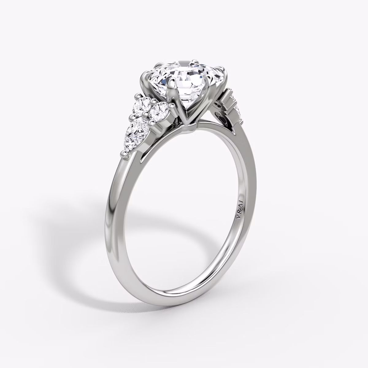 The Pear Cluster Heirloom | Asscher | Platinum | bandAccent: Plain | diamondOrientation: vertical | caratWeight: other