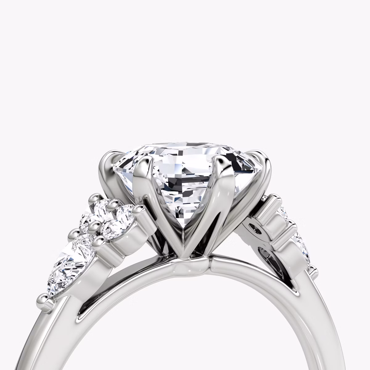 The Pear Cluster Heirloom | Asscher | Platinum | bandAccent: Plain | diamondOrientation: vertical | caratWeight: other