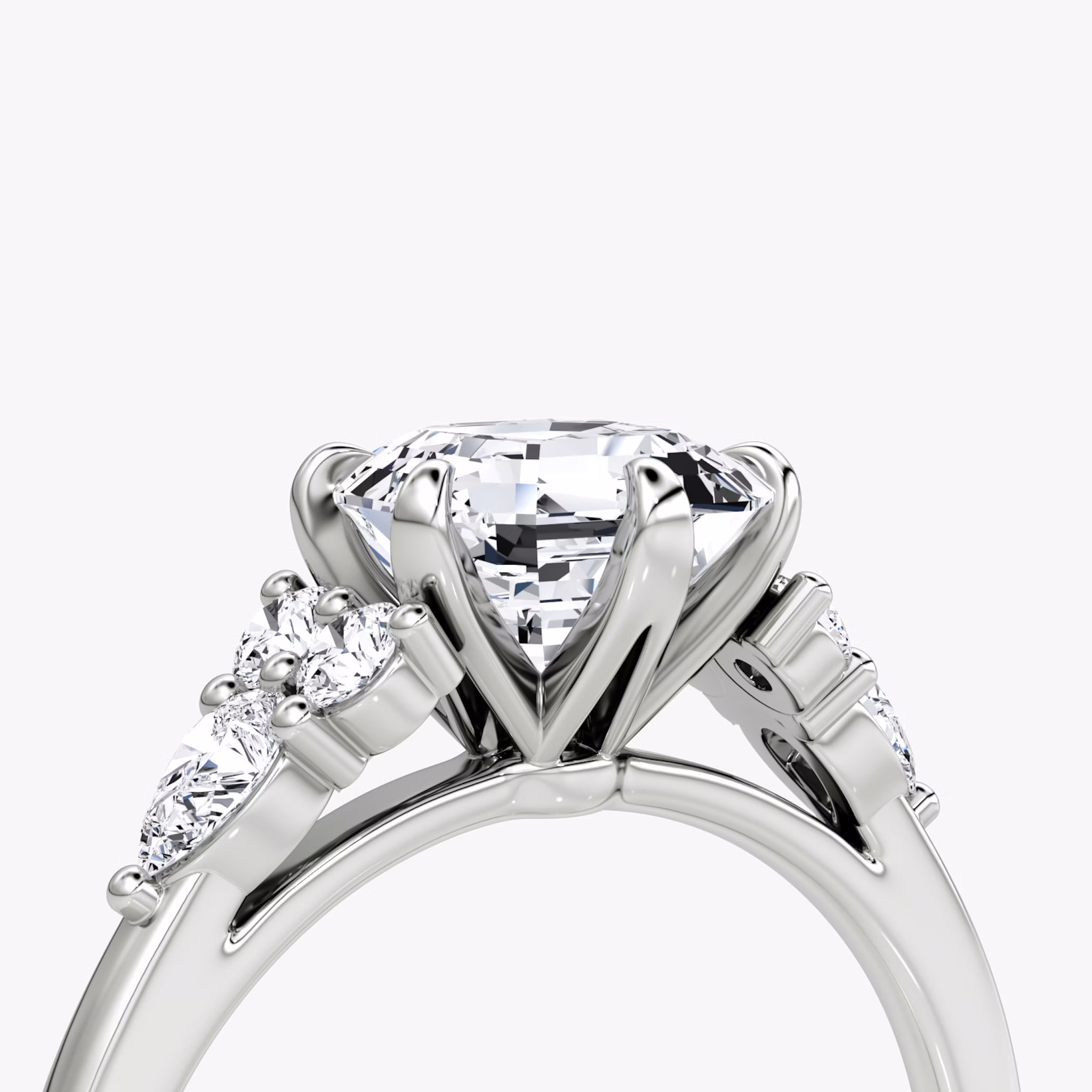 The Pear Cluster Heirloom | Asscher | Platinum | bandAccent: Plain | diamondOrientation: vertical | caratWeight: other