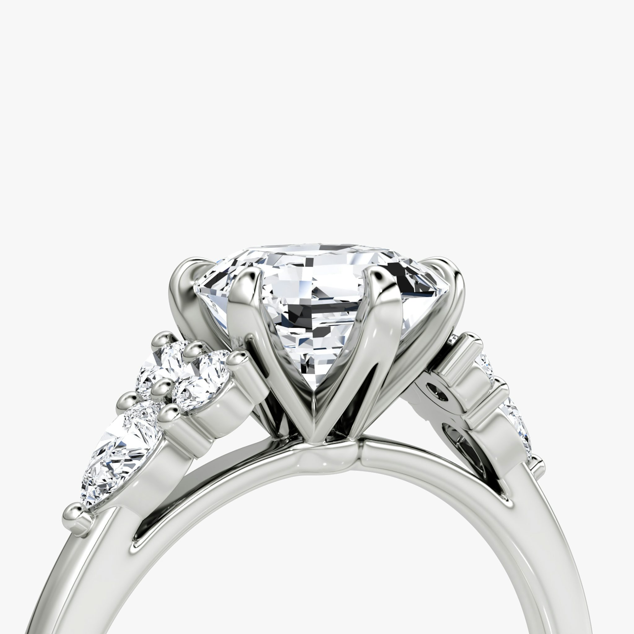 The Pear Cluster Heirloom | Asscher | Platinum | bandAccent: Plain | diamondOrientation: vertical | caratWeight: other