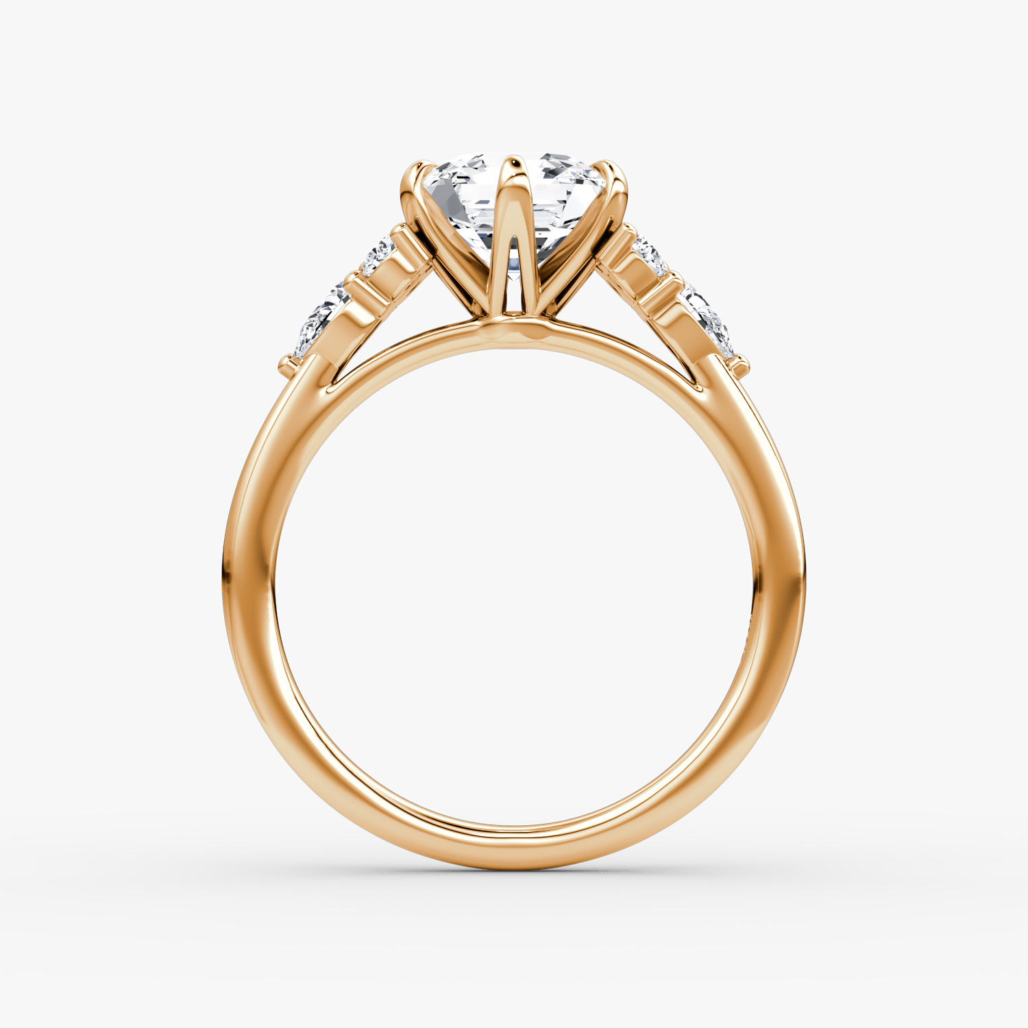 The Pear Cluster Heirloom | Asscher | 14k | Rose Gold | bandAccent: Plain | diamondOrientation: vertical | caratWeight: other