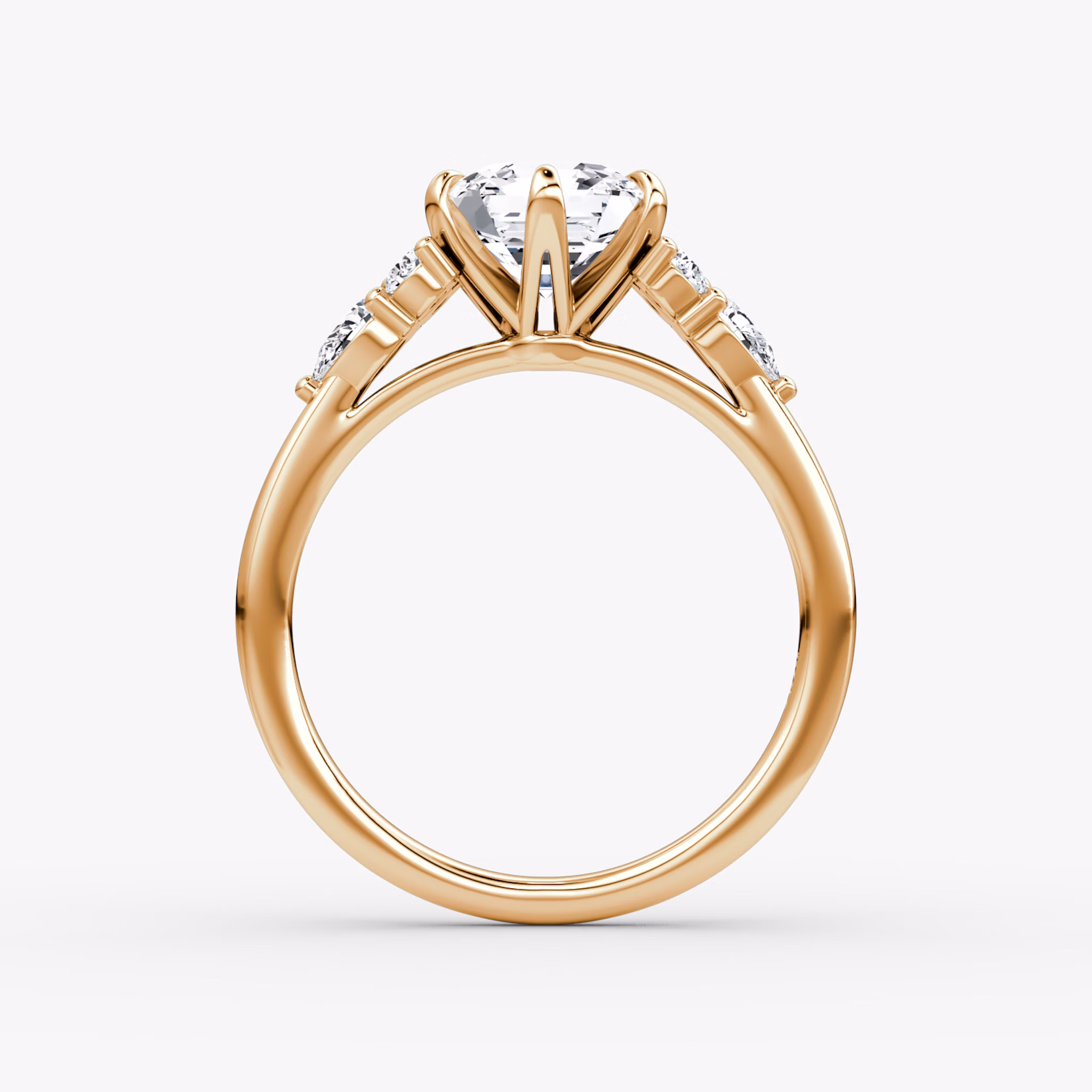The Pear Cluster Heirloom | Asscher | 14k | Rose Gold | bandAccent: Plain | diamondOrientation: vertical | caratWeight: other