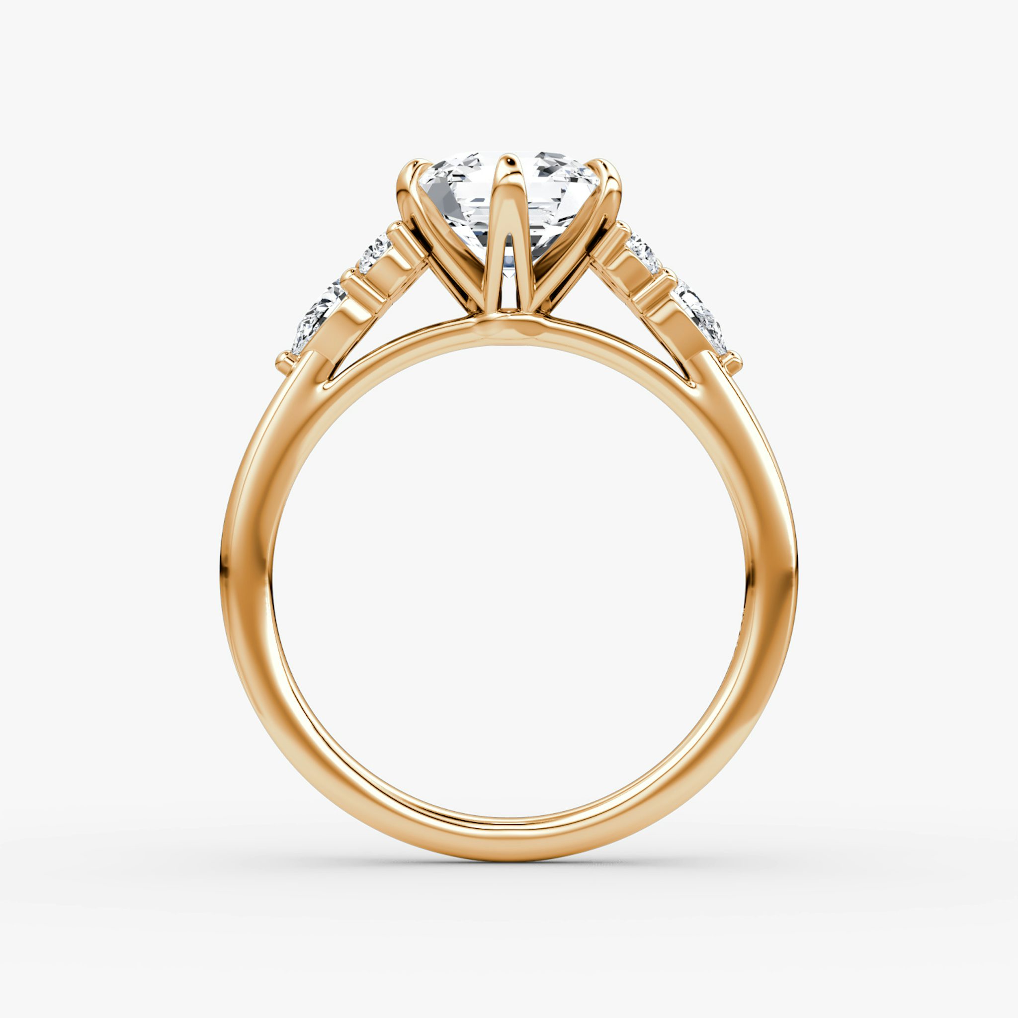 The Pear Cluster Heirloom | Asscher | 14k | Rose Gold | bandAccent: Plain | diamondOrientation: vertical | caratWeight: other